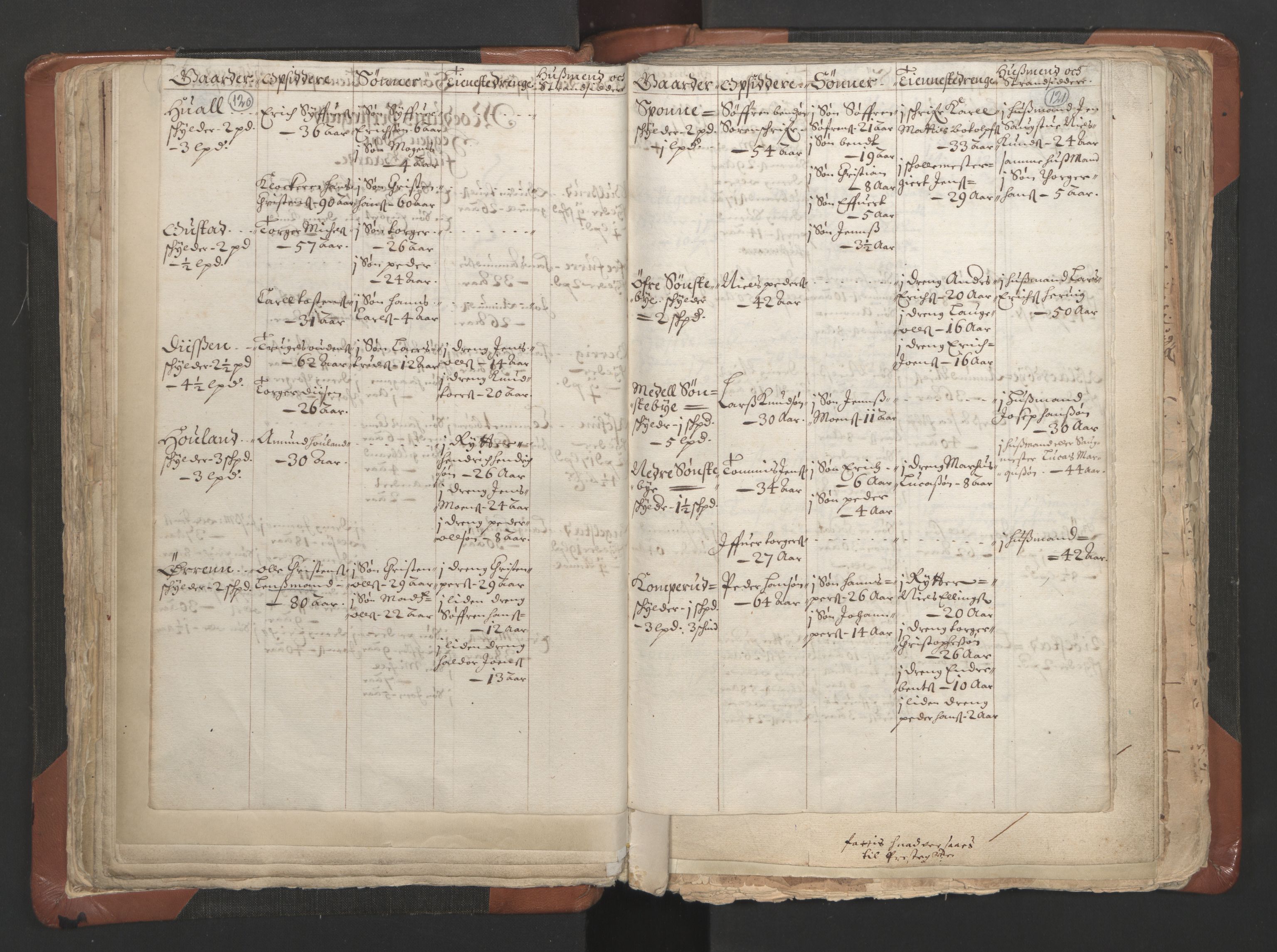 RA, Vicar's Census 1664-1666, no. 9: Bragernes deanery, 1664-1666, p. 120-121
