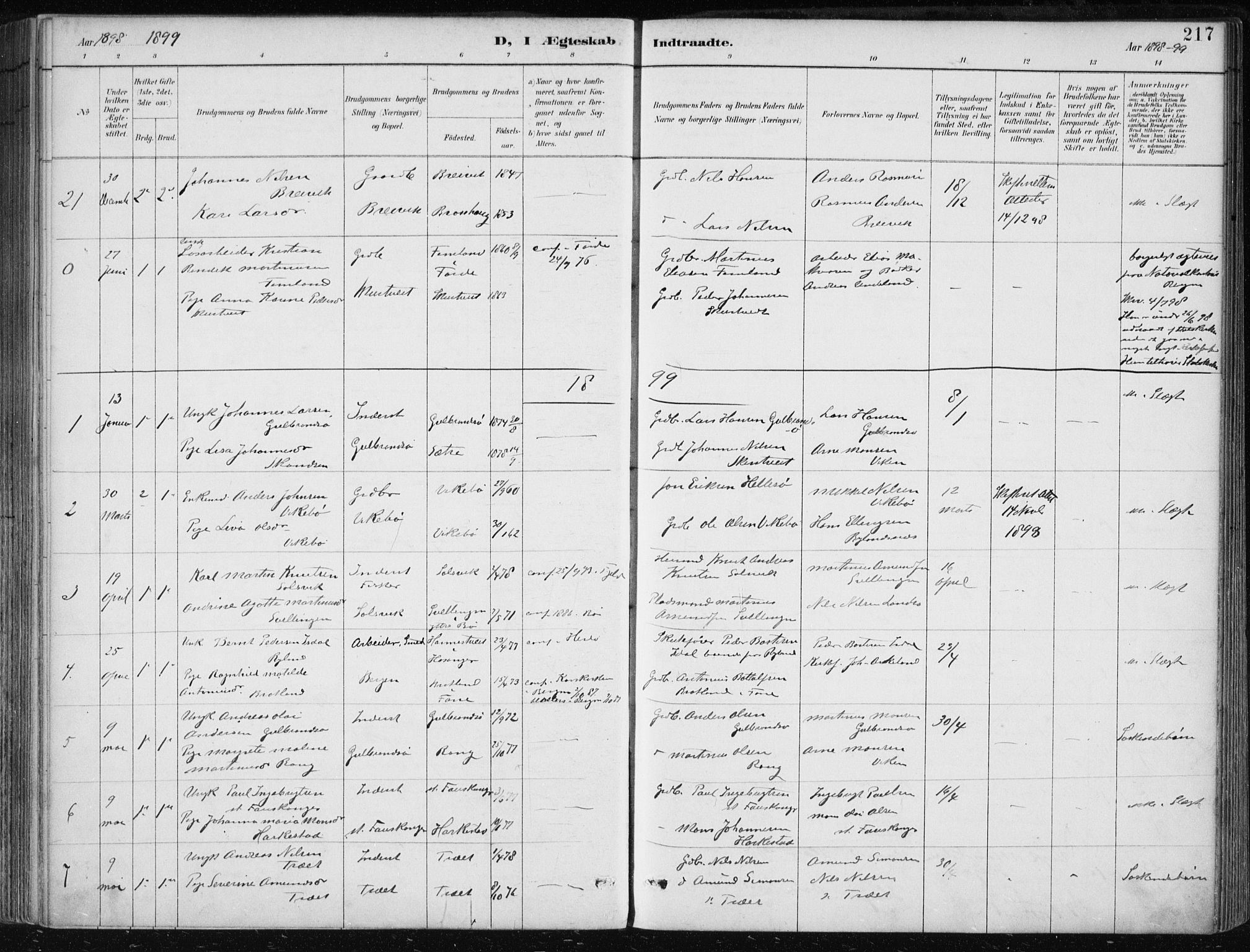 Herdla Sokneprestembete, AV/SAB-A-75701/H/Haa: Parish register (official) no. A 4, 1891-1905, p. 217