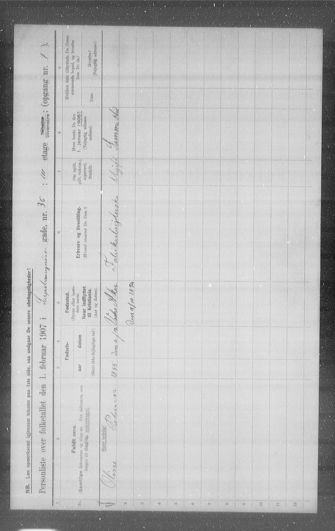 OBA, Municipal Census 1907 for Kristiania, 1907, p. 45640