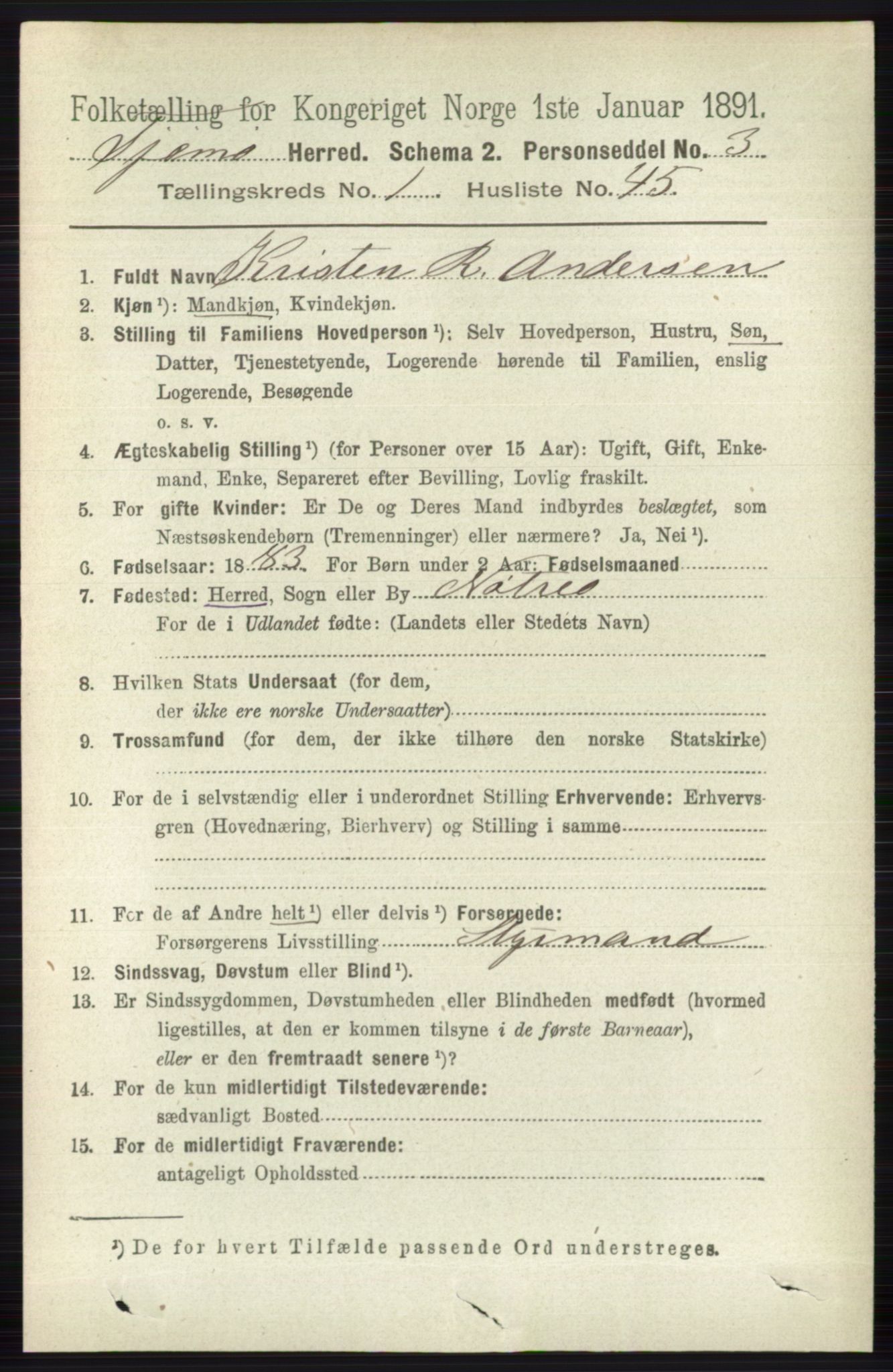 RA, 1891 census for 0723 Tjøme, 1891, p. 280