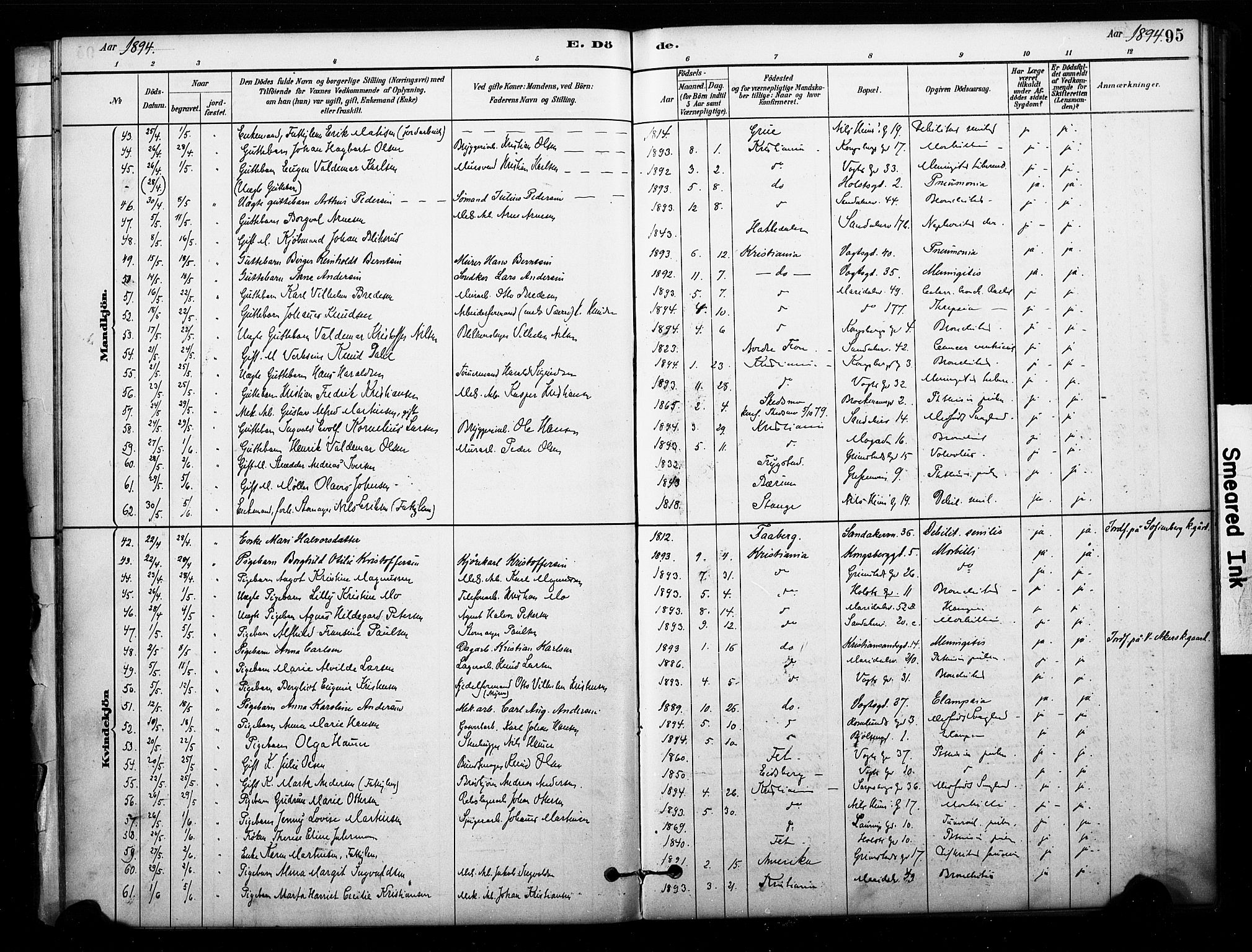 Sagene prestekontor Kirkebøker, AV/SAO-A-10796/F/L0003: Parish register (official) no. 3, 1880-1922, p. 95