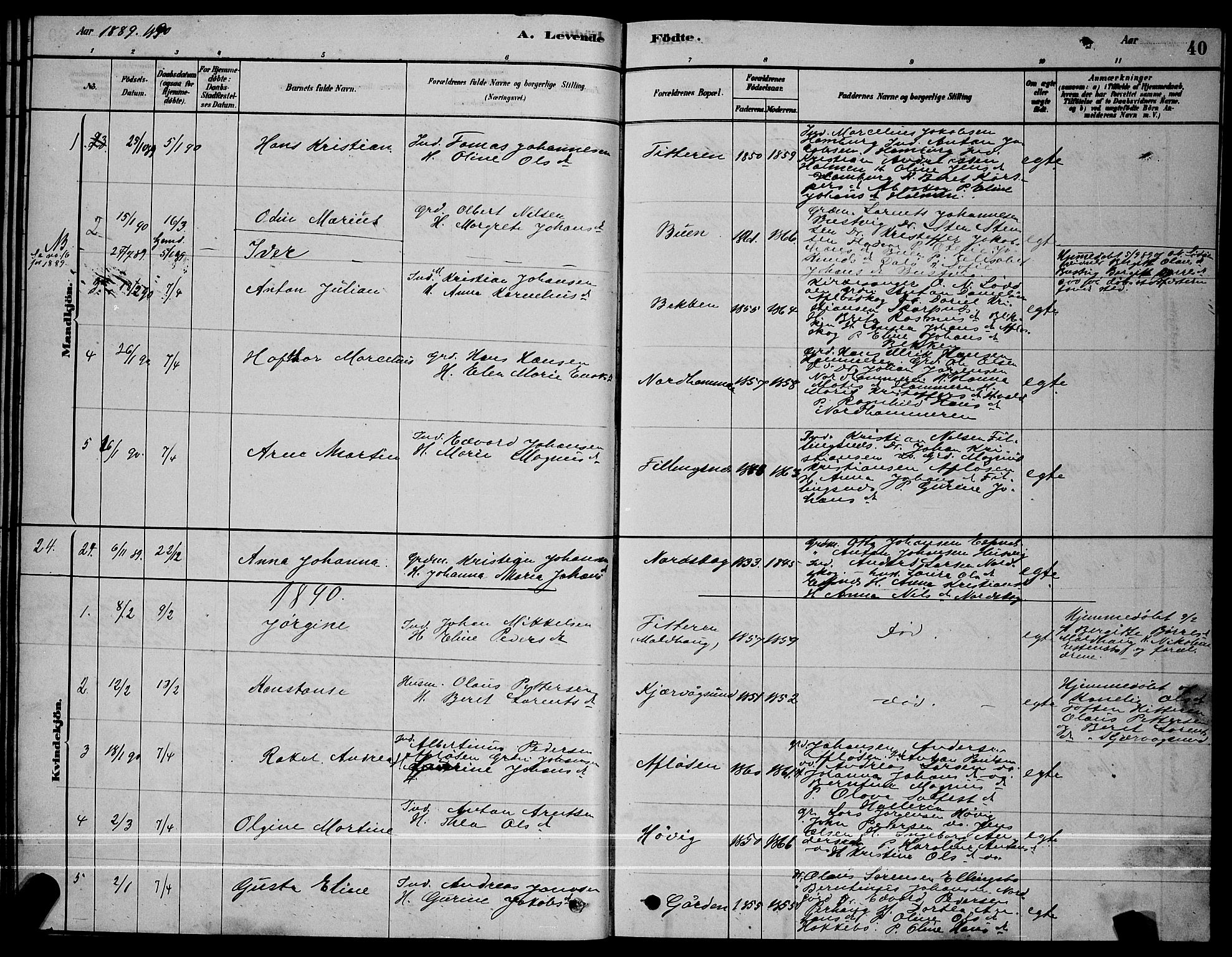 Ministerialprotokoller, klokkerbøker og fødselsregistre - Sør-Trøndelag, SAT/A-1456/641/L0597: Parish register (copy) no. 641C01, 1878-1893, p. 40