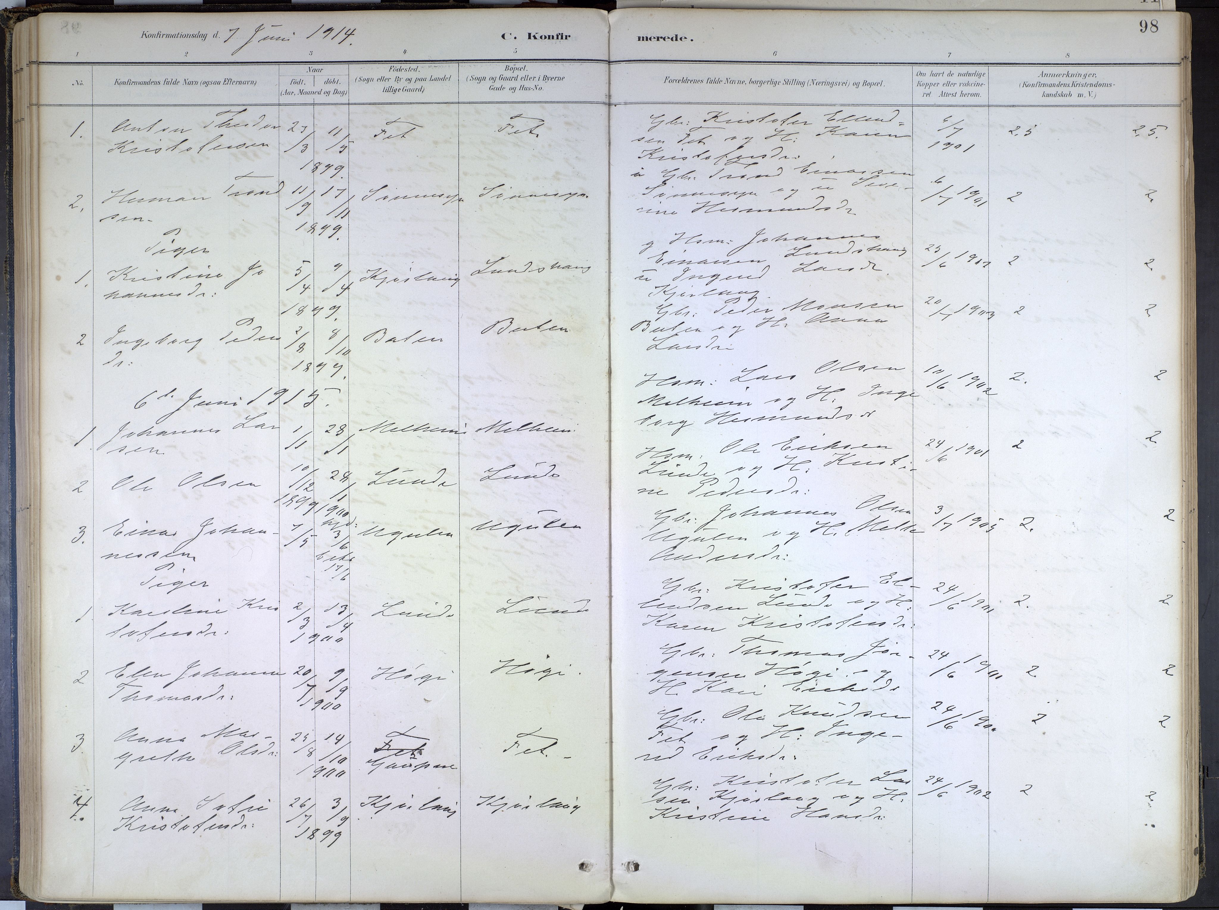Hafslo sokneprestembete, SAB/A-80301/H/Haa/Haad/L0001: Parish register (official) no. D 1, 1886-1934, p. 98