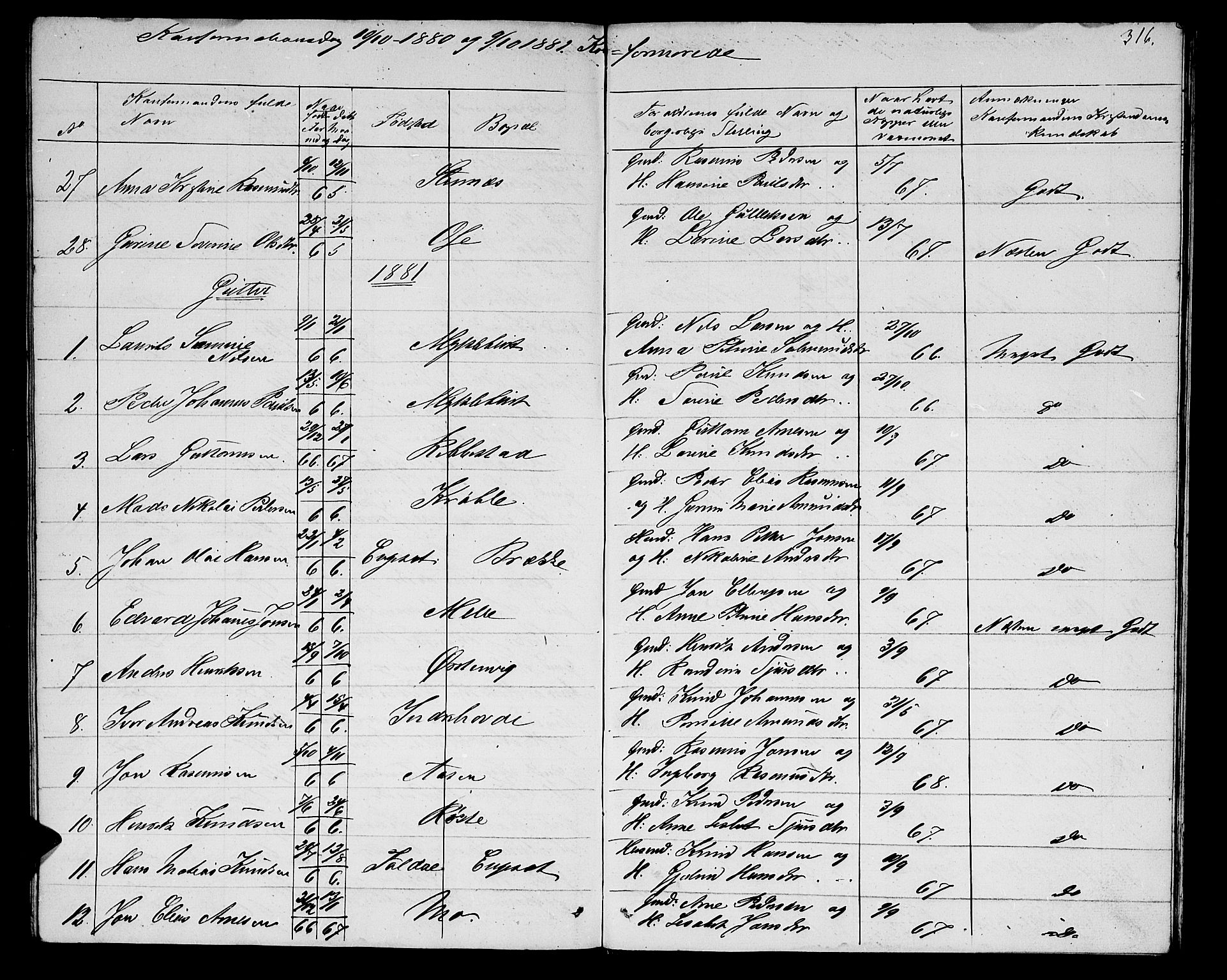 Ministerialprotokoller, klokkerbøker og fødselsregistre - Møre og Romsdal, AV/SAT-A-1454/513/L0188: Parish register (copy) no. 513C02, 1865-1882, p. 316