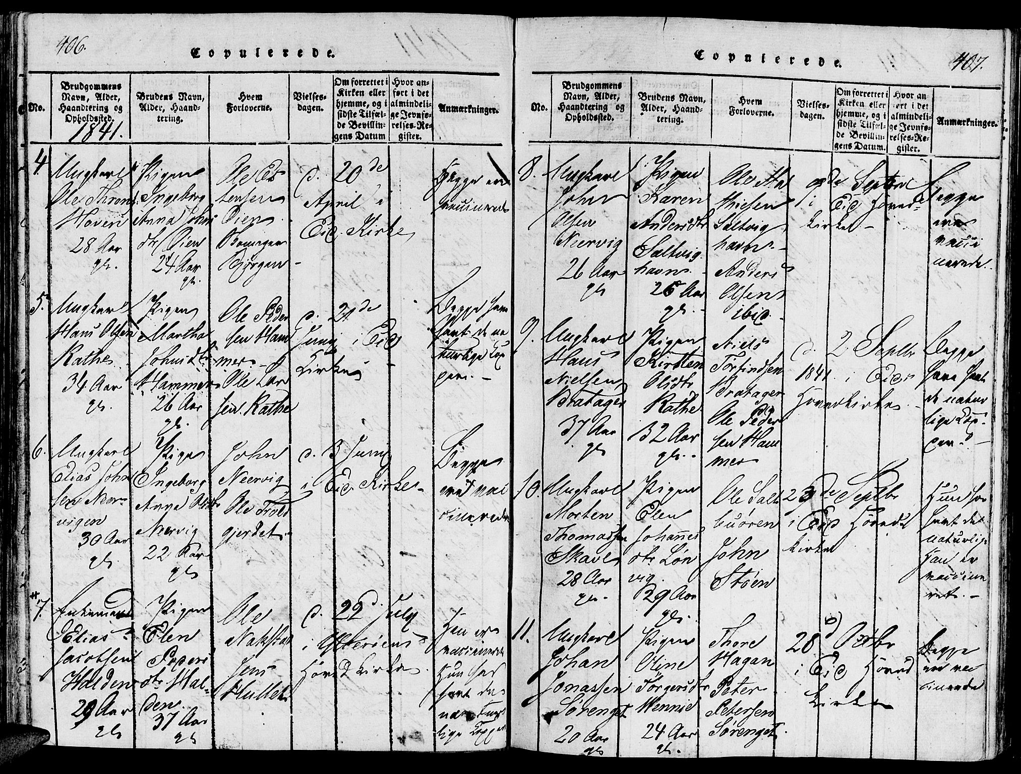 Ministerialprotokoller, klokkerbøker og fødselsregistre - Nord-Trøndelag, AV/SAT-A-1458/733/L0322: Parish register (official) no. 733A01, 1817-1842, p. 406-407