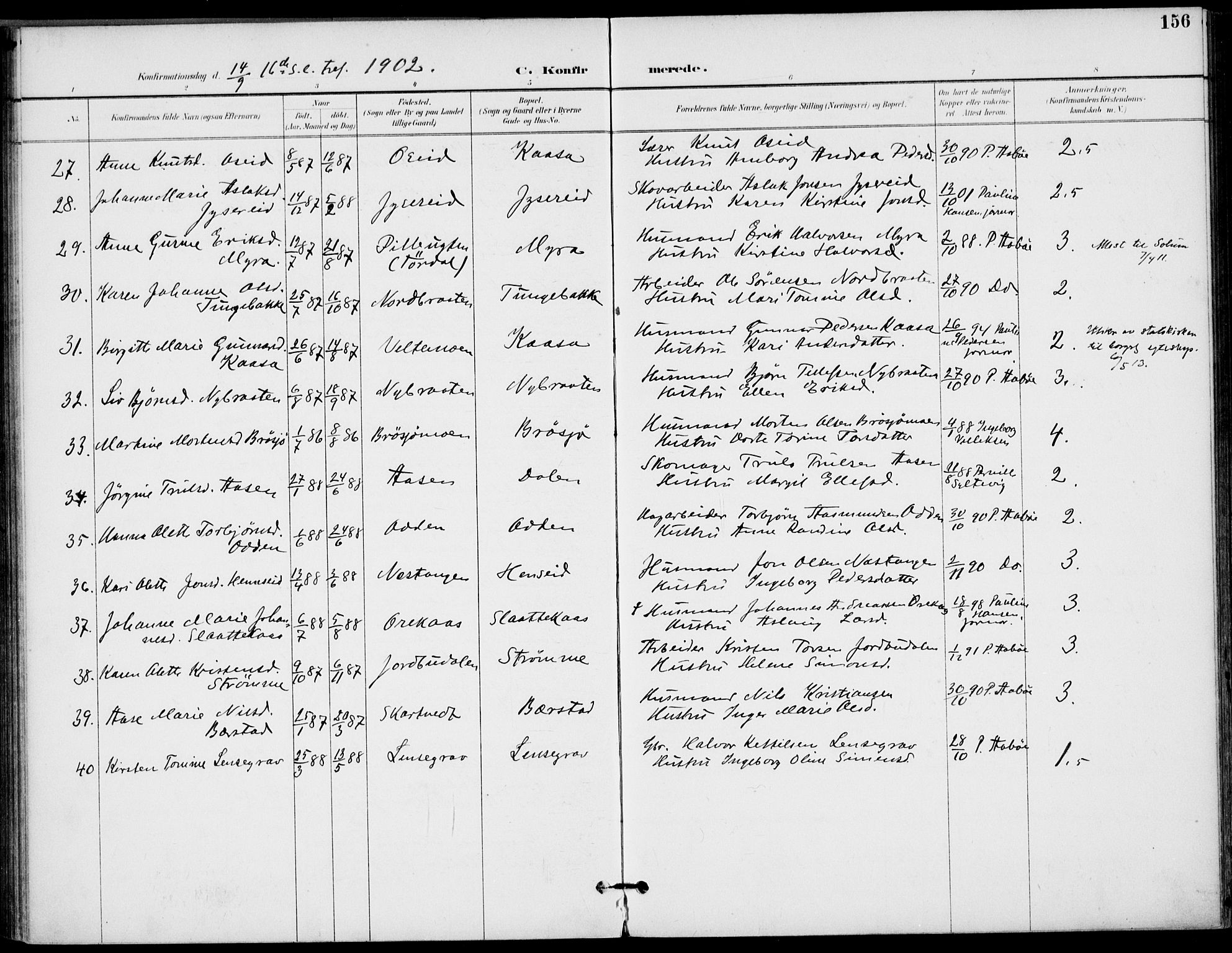 Drangedal kirkebøker, SAKO/A-258/F/Fa/L0012: Parish register (official) no. 12, 1895-1905, p. 156