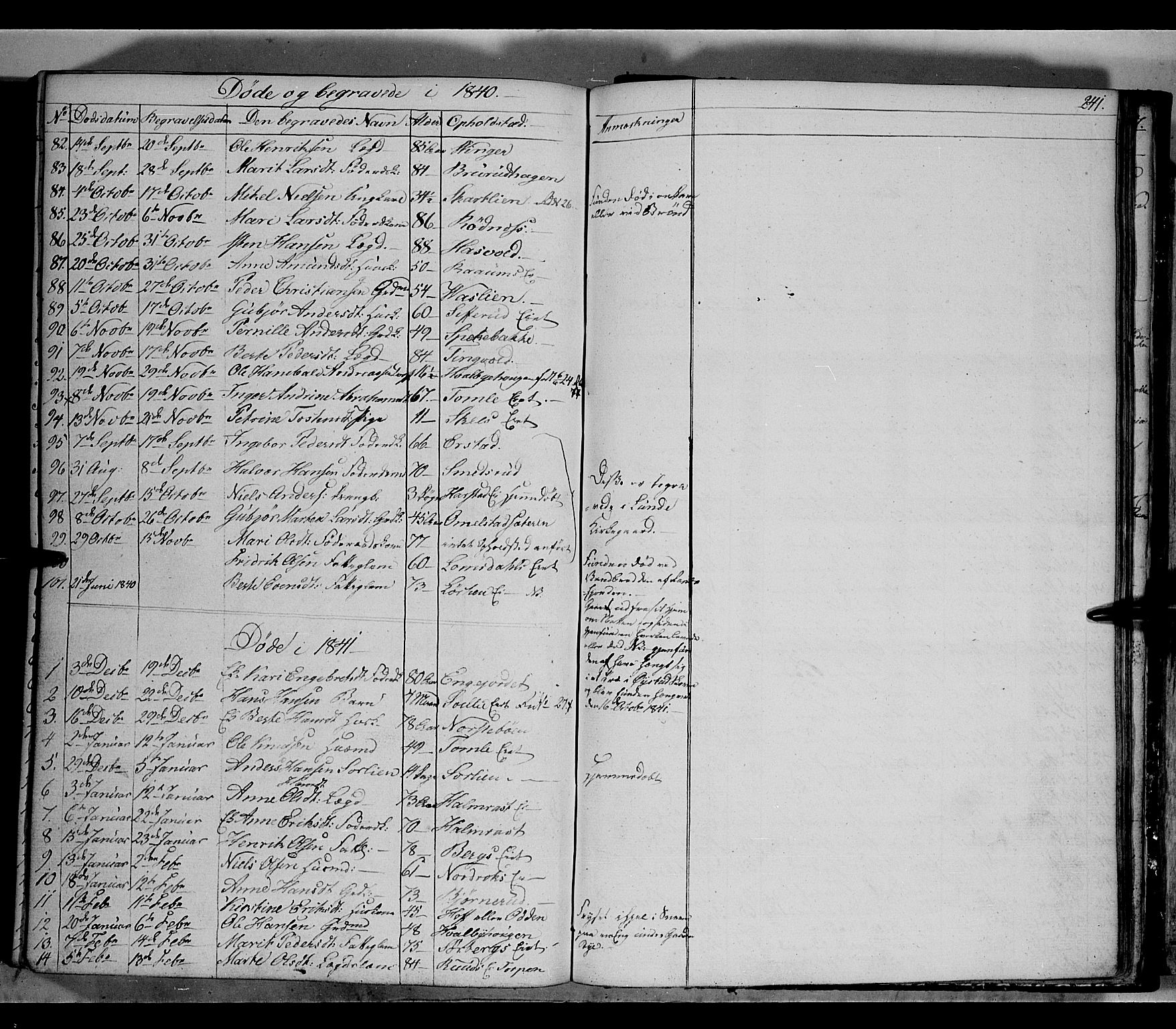 Land prestekontor, SAH/PREST-120/H/Ha/Hab/L0002: Parish register (copy) no. 2, 1833-1849, p. 241