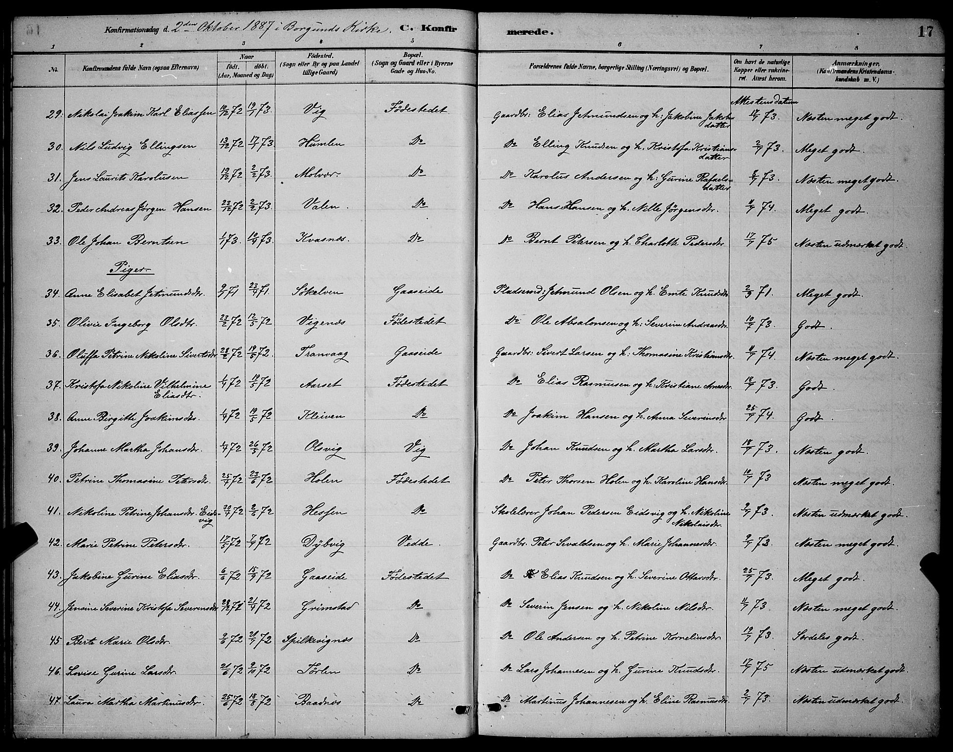 Ministerialprotokoller, klokkerbøker og fødselsregistre - Møre og Romsdal, AV/SAT-A-1454/528/L0430: Parish register (copy) no. 528C11, 1884-1899, p. 17