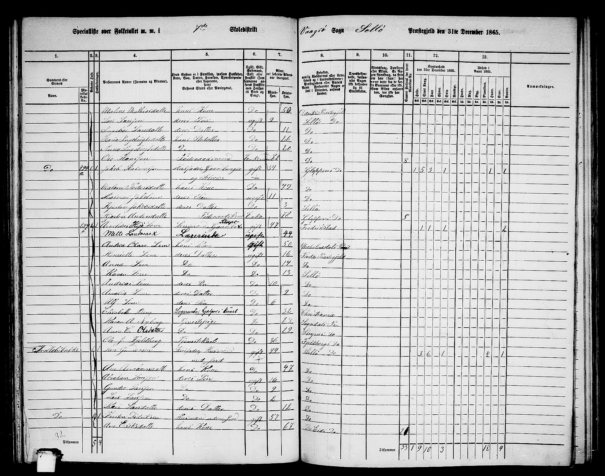 RA, 1865 census for Selje, 1865, p. 111