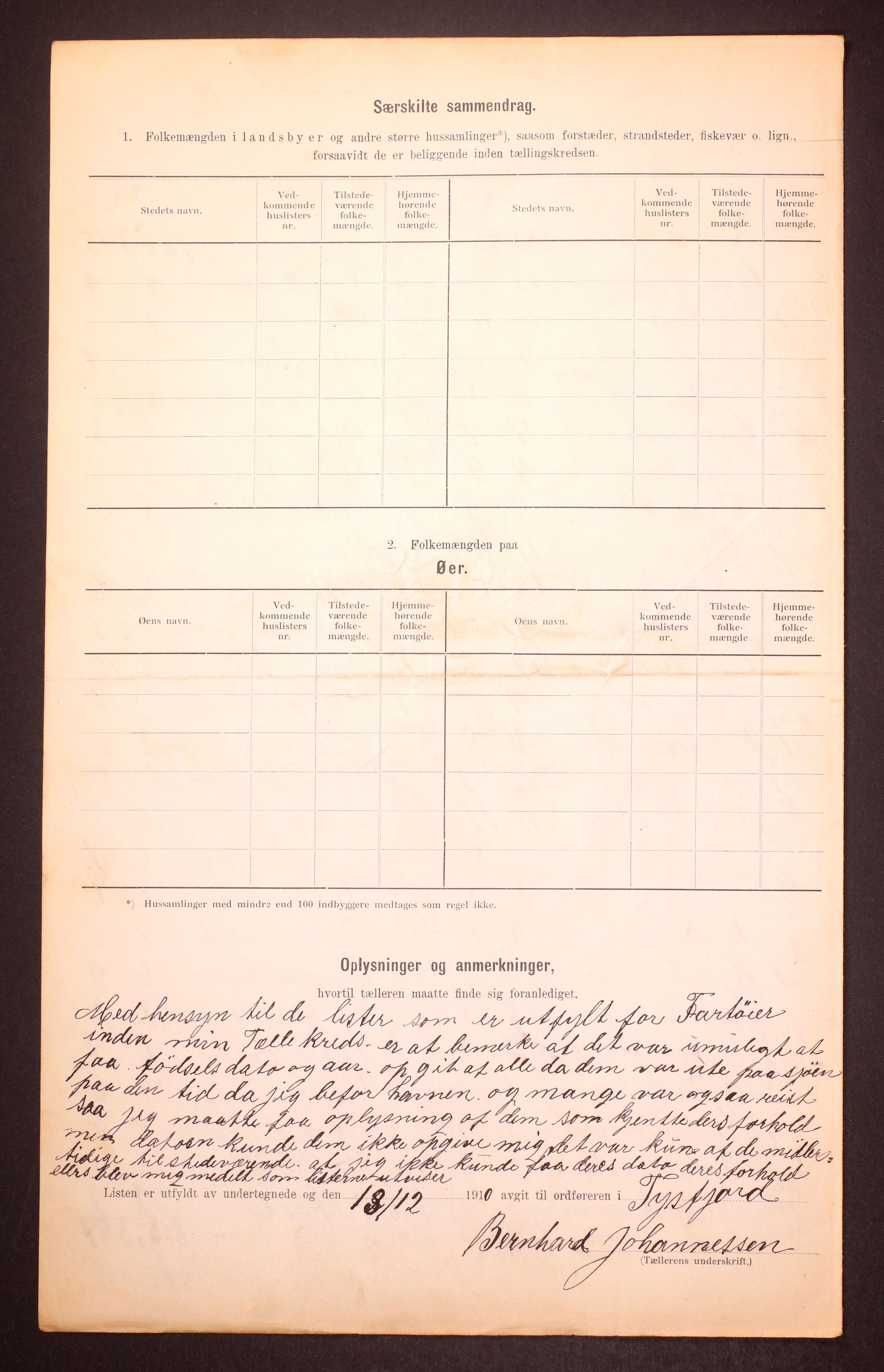 RA, 1910 census for Tysfjord, 1910, p. 7