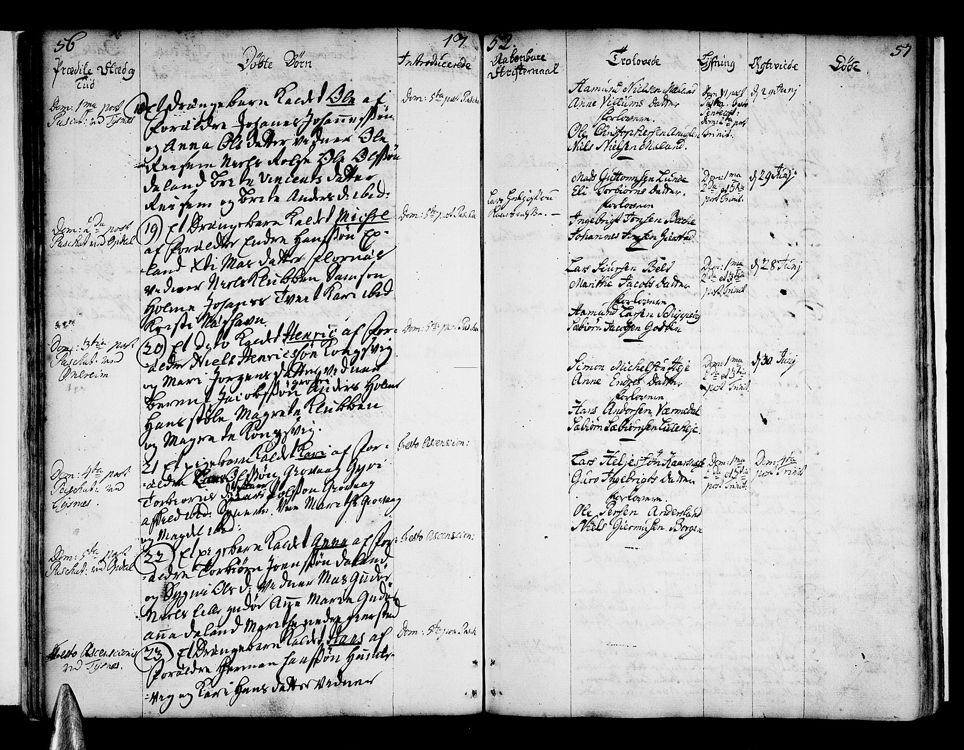 Tysnes sokneprestembete, SAB/A-78601/H/Haa: Parish register (official) no. A 4, 1750-1761, p. 56-57