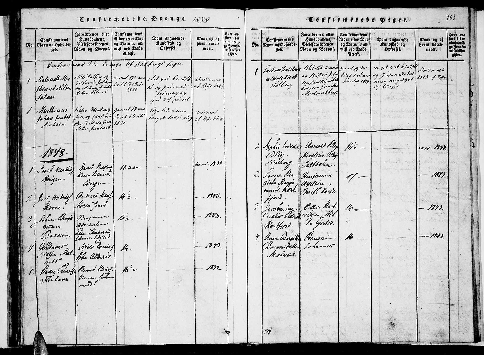 Ministerialprotokoller, klokkerbøker og fødselsregistre - Nordland, AV/SAT-A-1459/884/L1195: Parish register (copy) no. 884C01, 1837-1867, p. 462-463