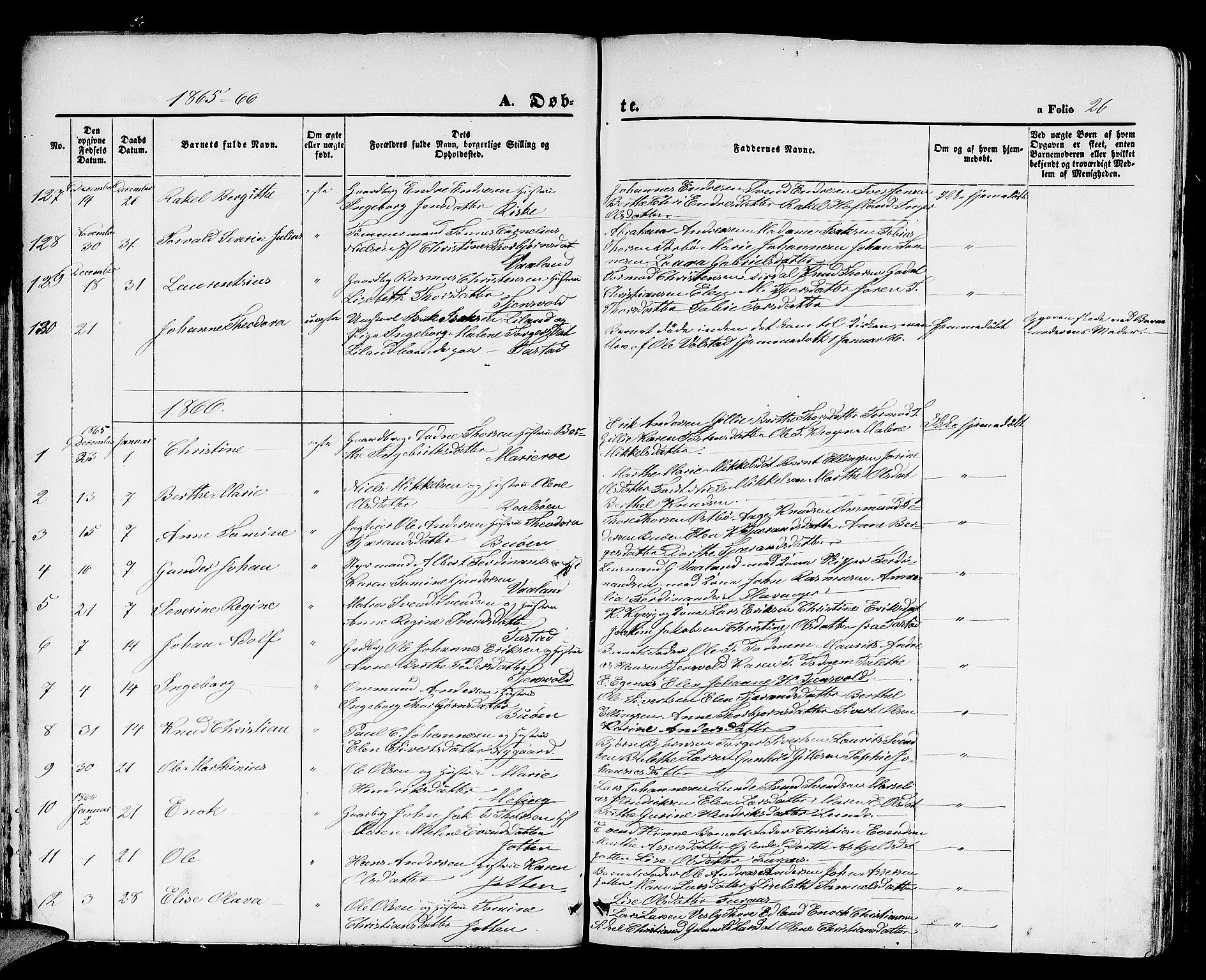Hetland sokneprestkontor, SAST/A-101826/30/30BB/L0003: Parish register (copy) no. B 3, 1863-1877, p. 26