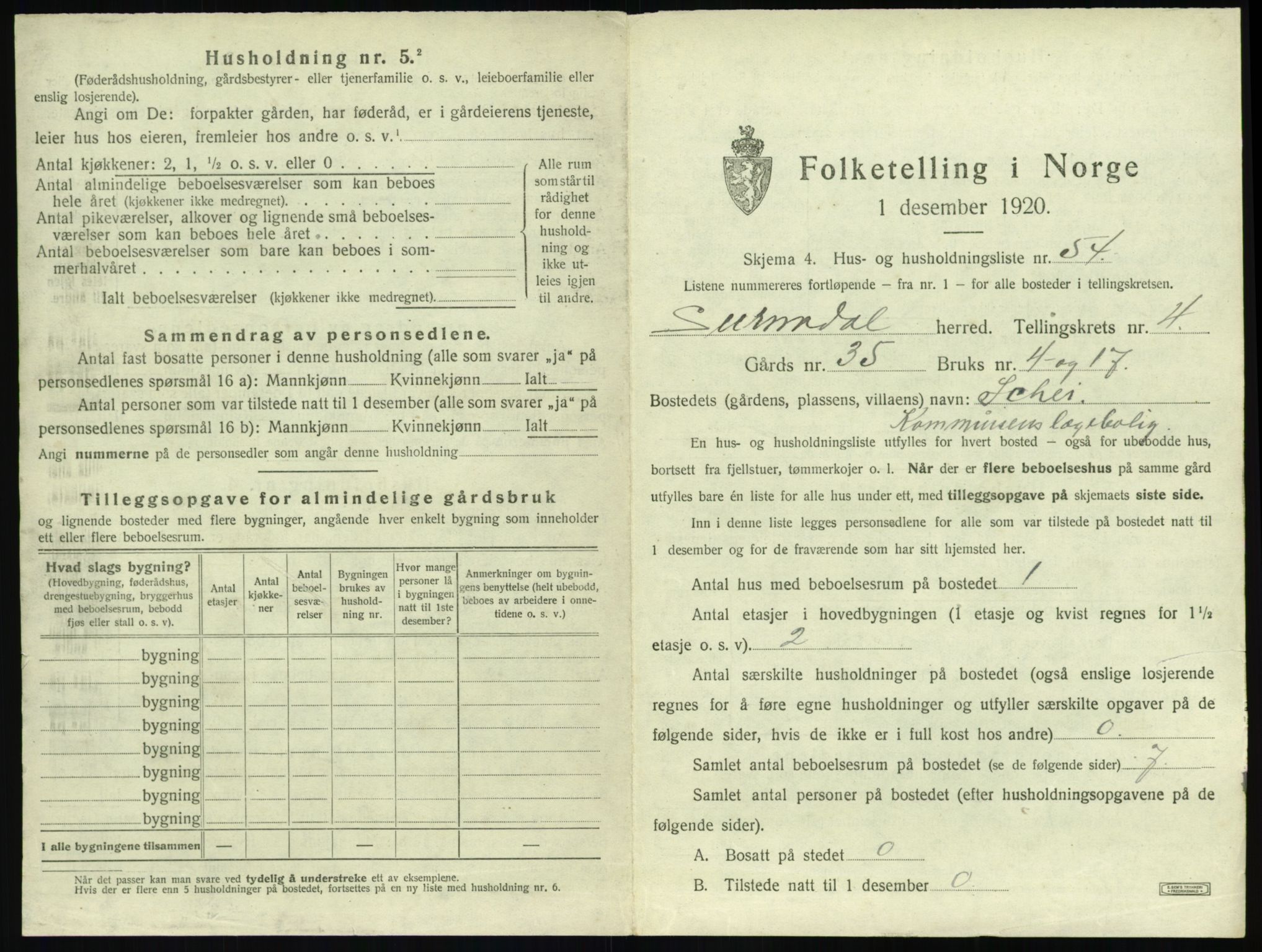 SAT, 1920 census for Surnadal, 1920, p. 499