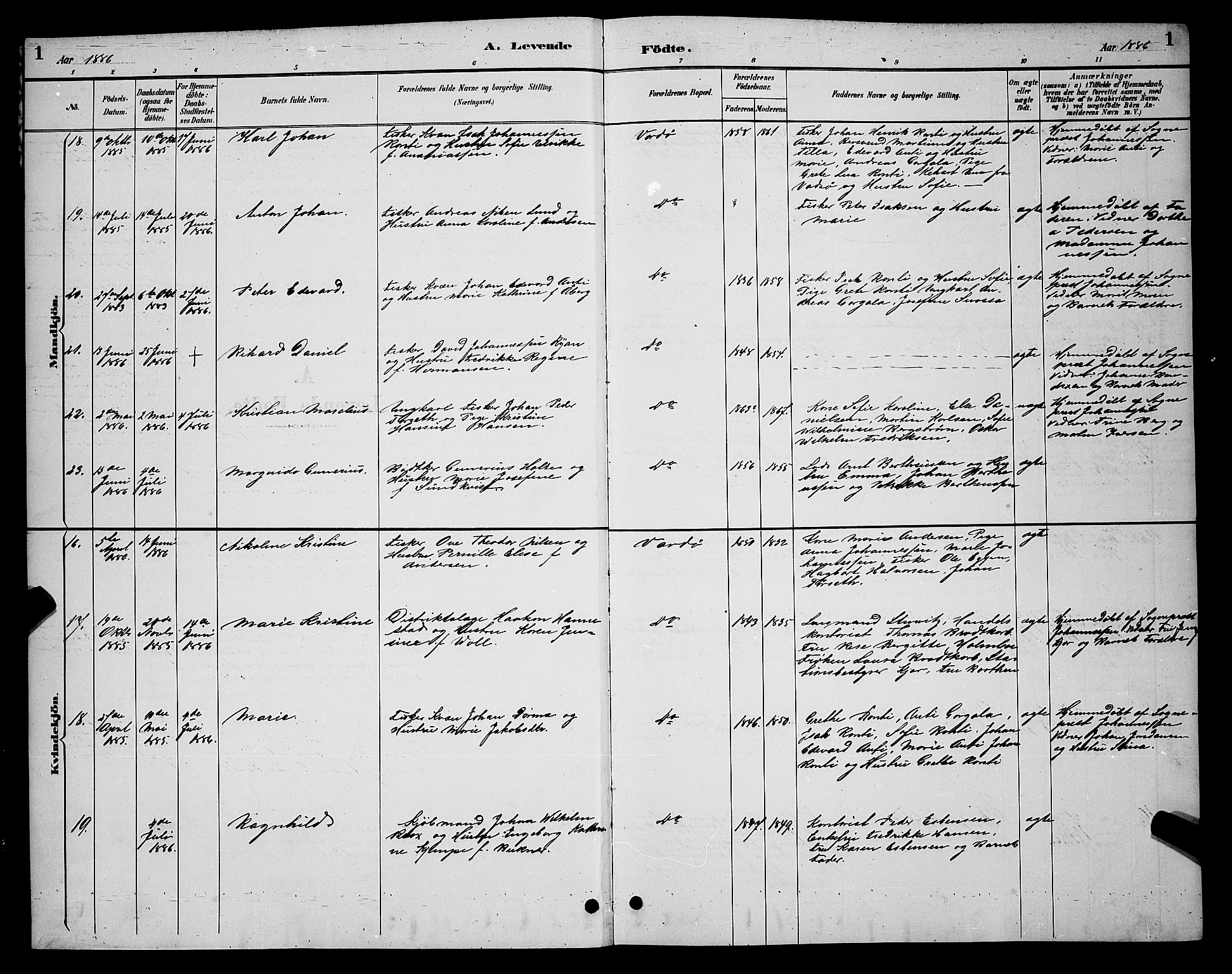 Vardø sokneprestkontor, AV/SATØ-S-1332/H/Hb/L0005klokker: Parish register (copy) no. 5, 1887-1892, p. 1