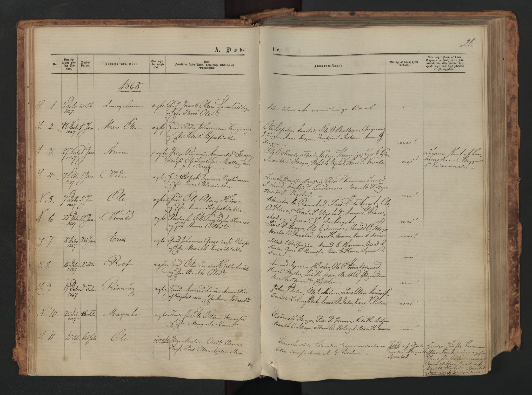 Skjåk prestekontor, SAH/PREST-072/H/Ha/Haa/L0001: Parish register (official) no. 1, 1863-1879, p. 26