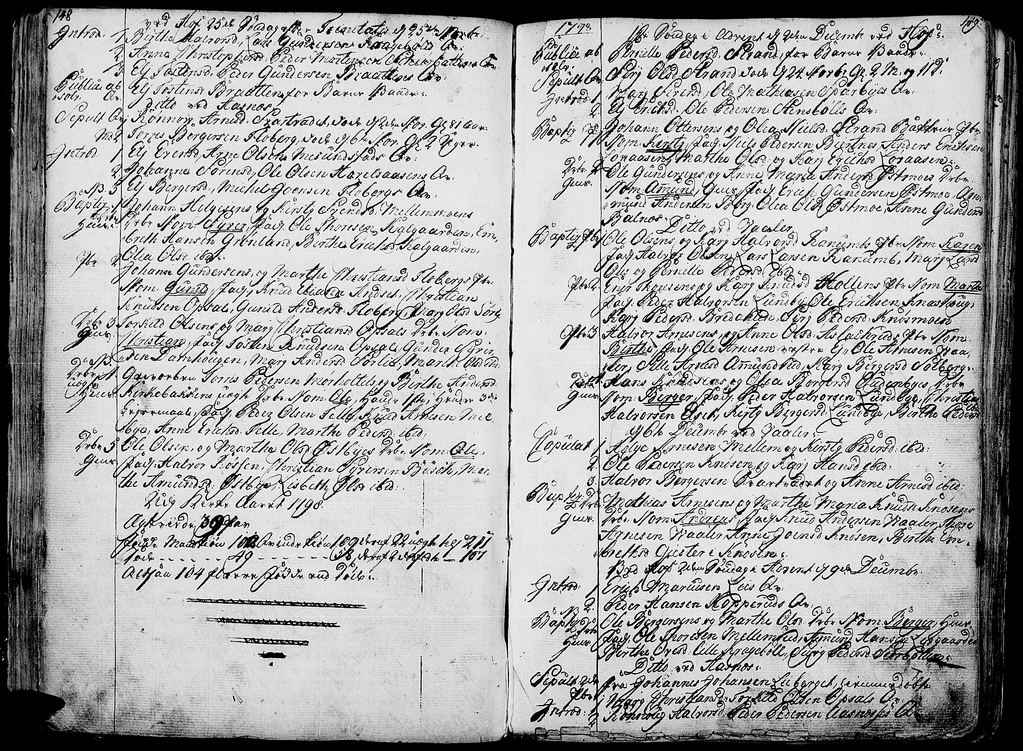 Hof prestekontor, AV/SAH-PREST-038/H/Ha/Haa/L0004: Parish register (official) no. 4, 1790-1815, p. 148-149