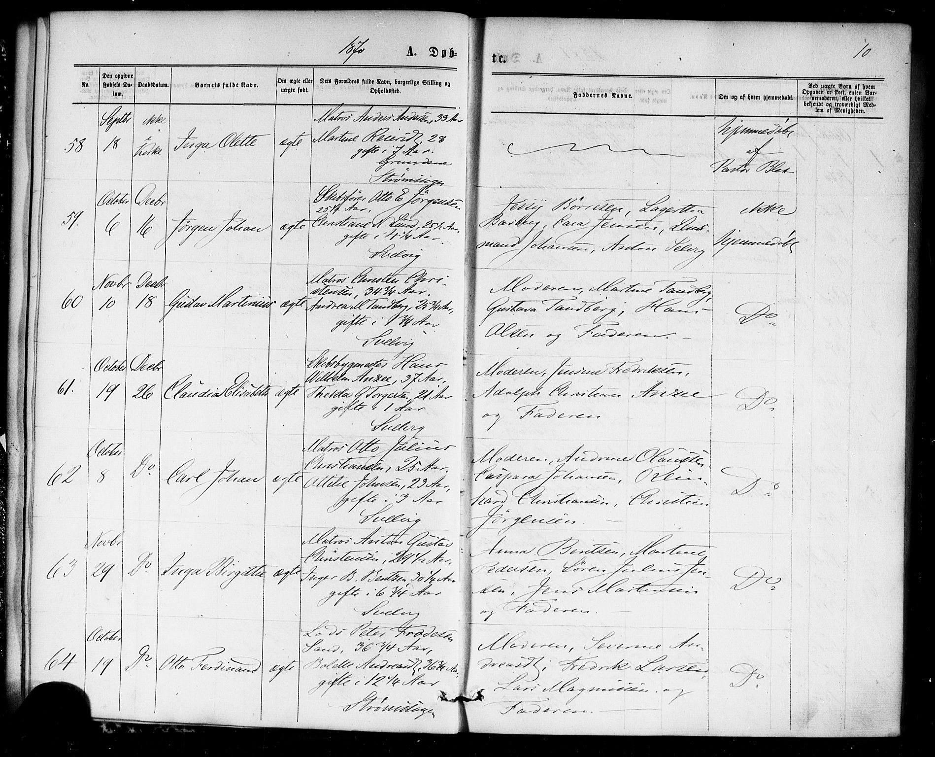 Strømm kirkebøker, AV/SAKO-A-322/F/Fa/L0002: Parish register (official) no. I 2, 1870-1877, p. 10