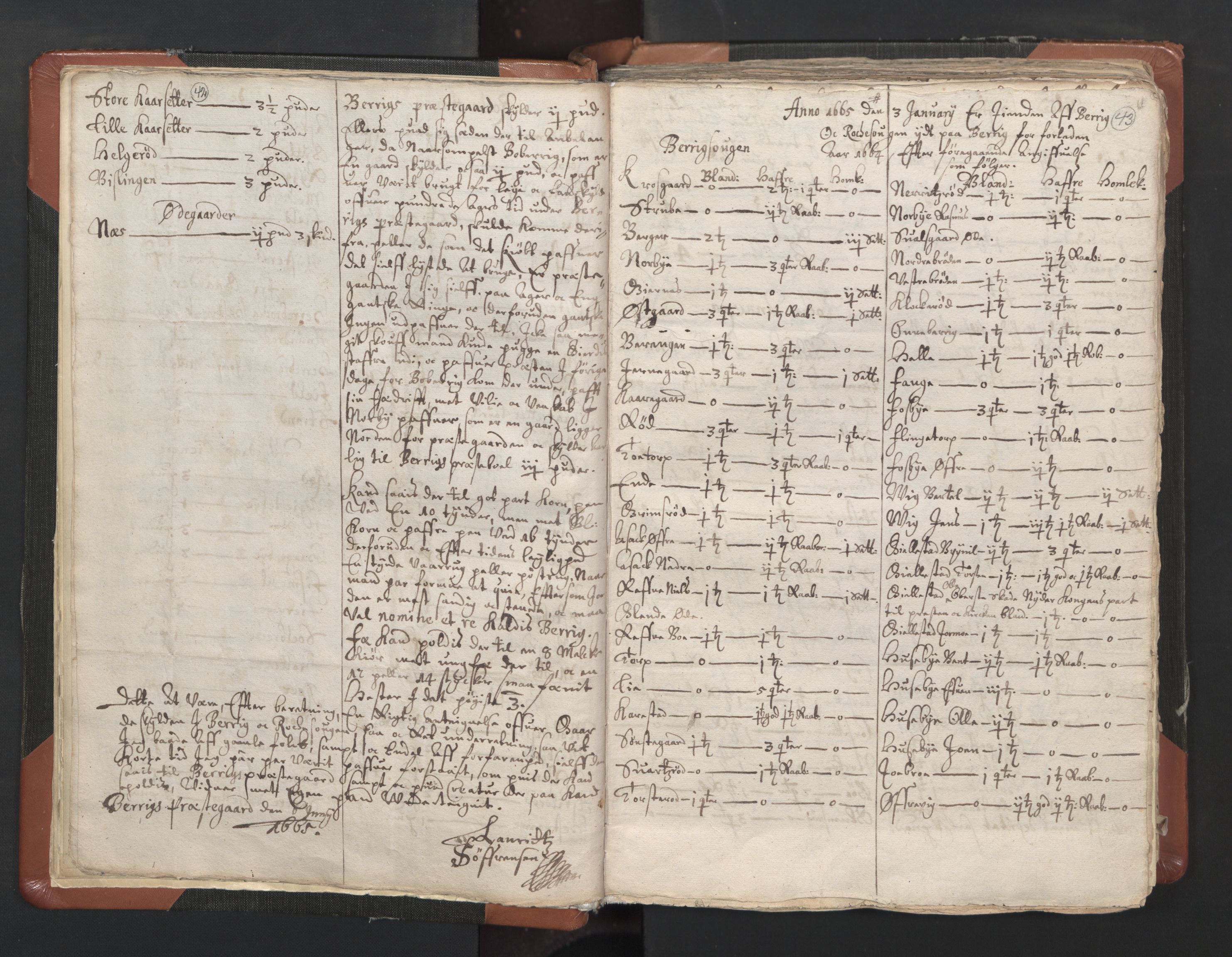 RA, Vicar's Census 1664-1666, no. 1: Nedre Borgesyssel deanery, 1664-1666, p. 42-43