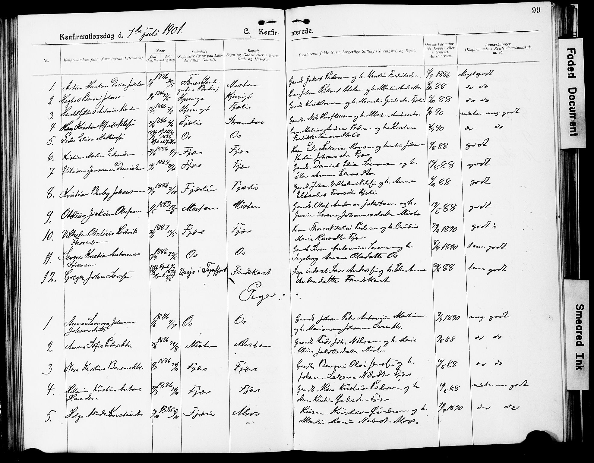 Ministerialprotokoller, klokkerbøker og fødselsregistre - Nordland, SAT/A-1459/803/L0077: Parish register (copy) no. 803C04, 1897-1930, p. 99