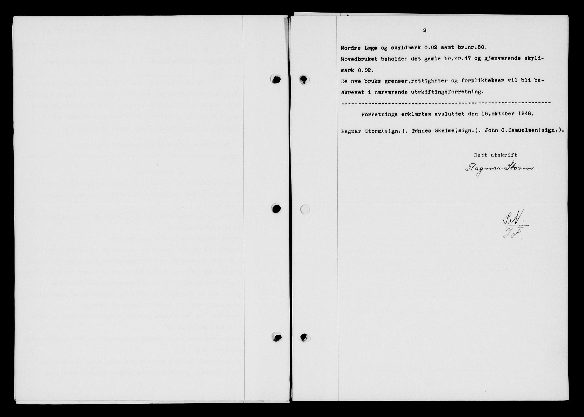 Lyngdal sorenskriveri, AV/SAK-1221-0004/G/Gb/L0663: Mortgage book no. A IX, 1948-1949, Diary no: : 971/1948