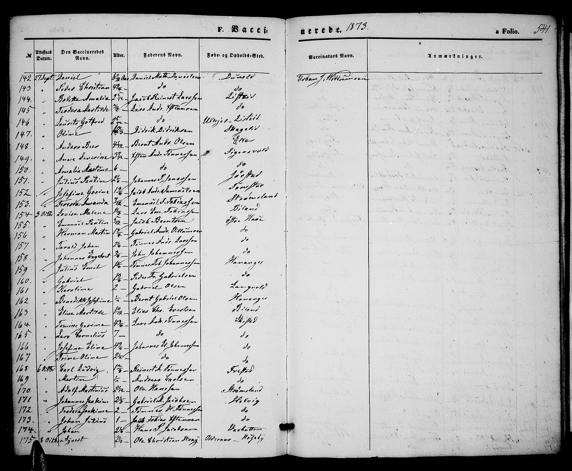 Lista sokneprestkontor, AV/SAK-1111-0027/F/Fb/L0003: Parish register (copy) no. B 3, 1862-1877, p. 541