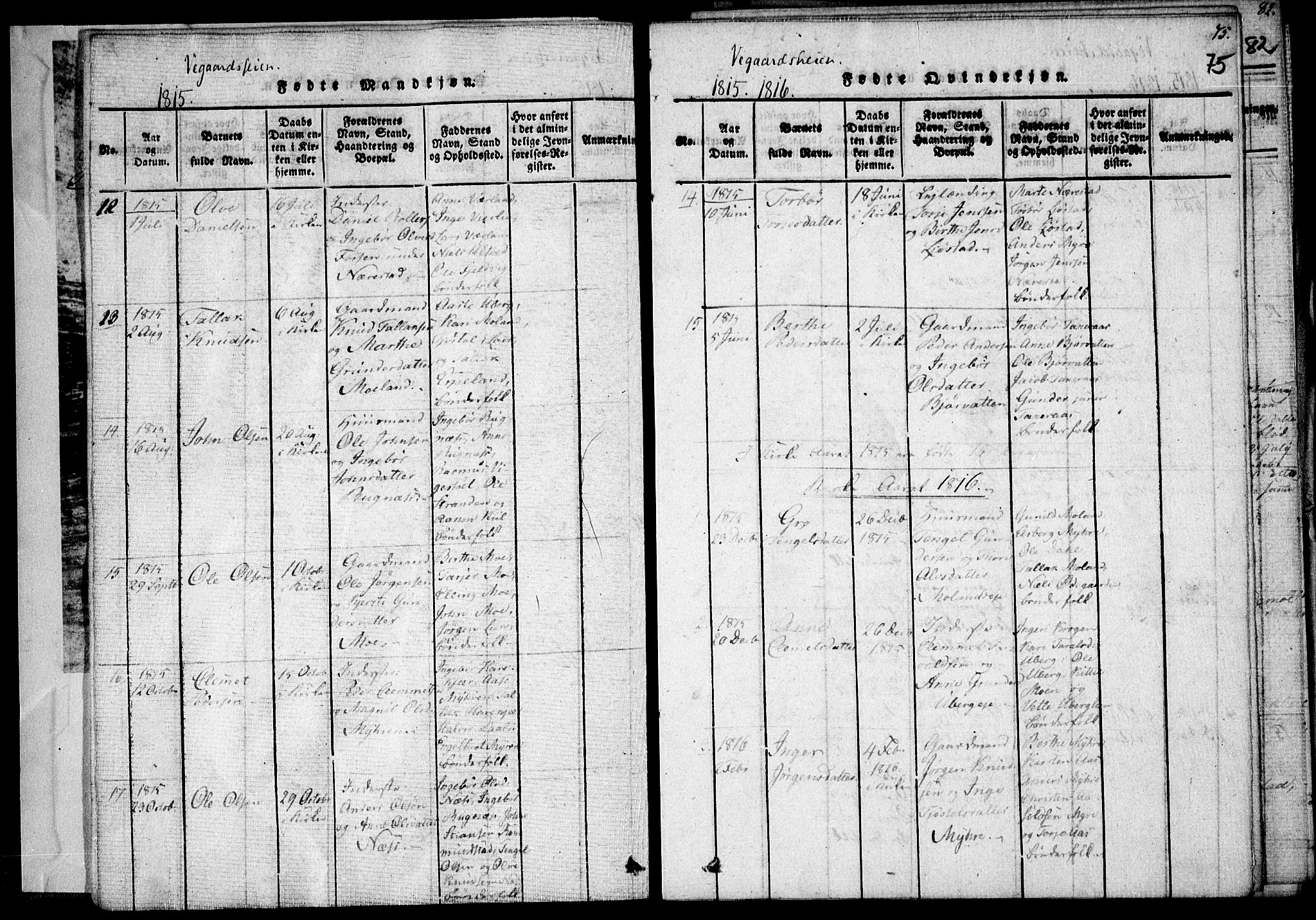 Holt sokneprestkontor, AV/SAK-1111-0021/F/Fa/L0005: Parish register (official) no. A 5, 1813-1821, p. 75