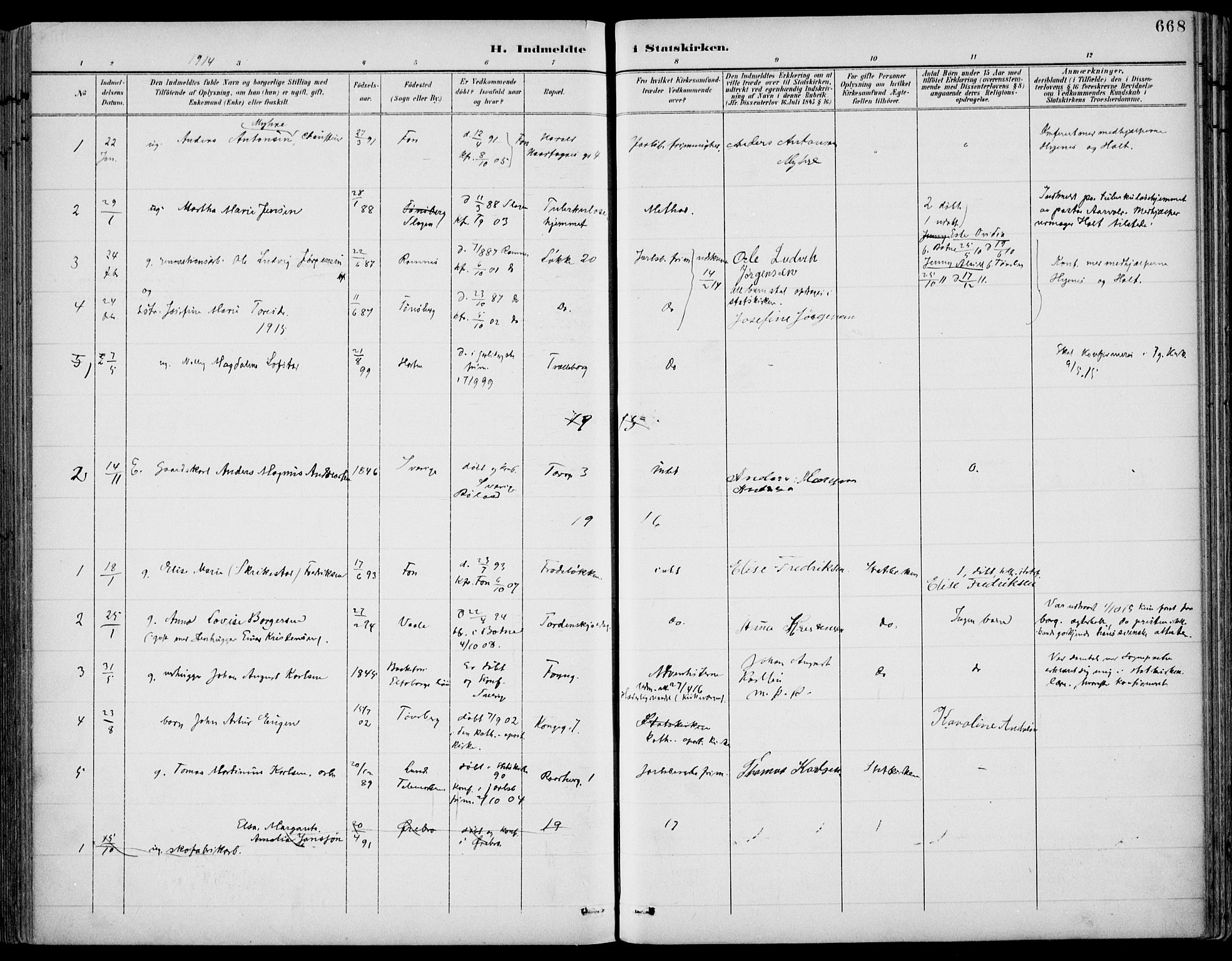 Tønsberg kirkebøker, SAKO/A-330/F/Fa/L0013: Parish register (official) no. I 13, 1900-1913, p. 668