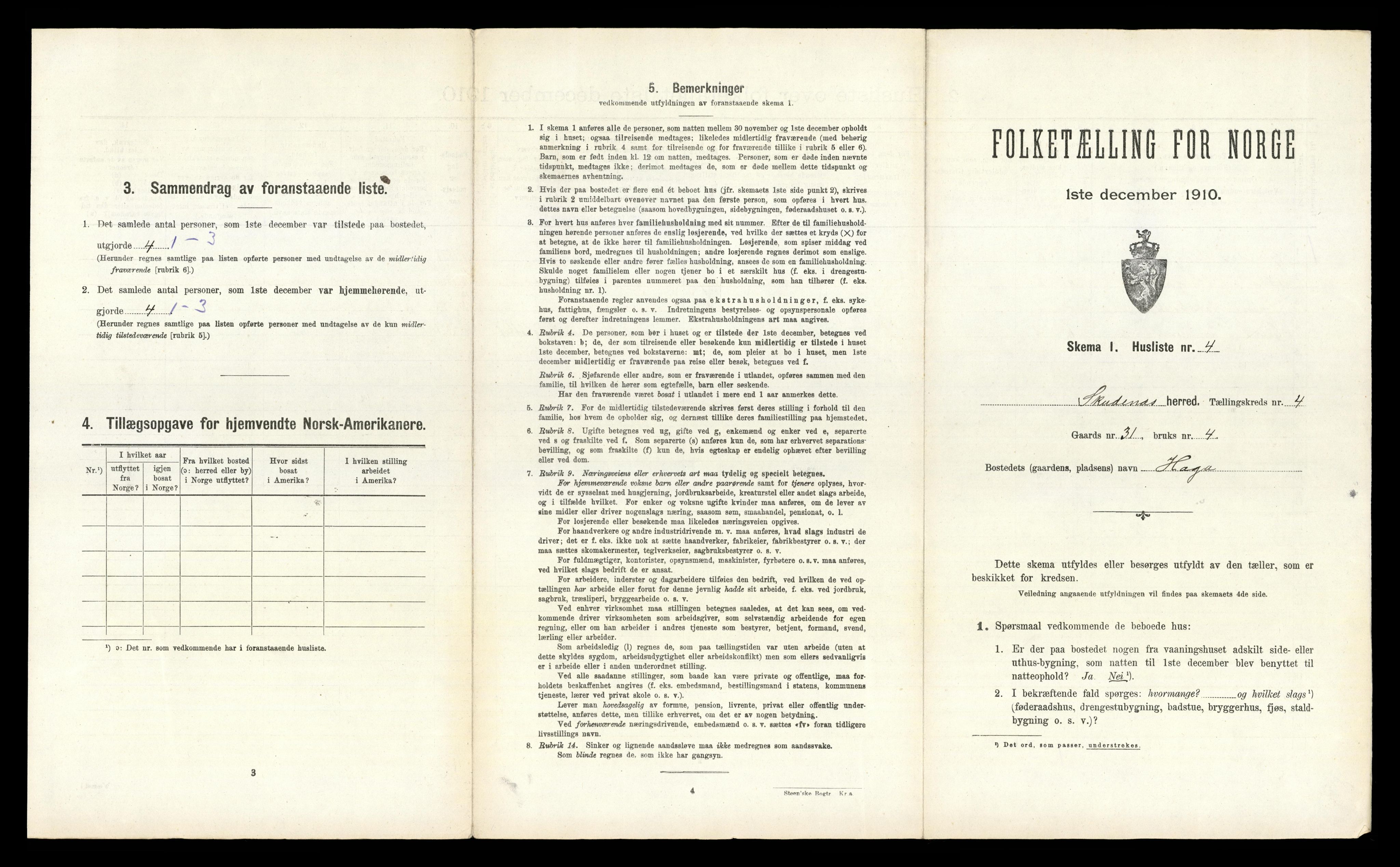 RA, 1910 census for Skudenes, 1910, p. 477