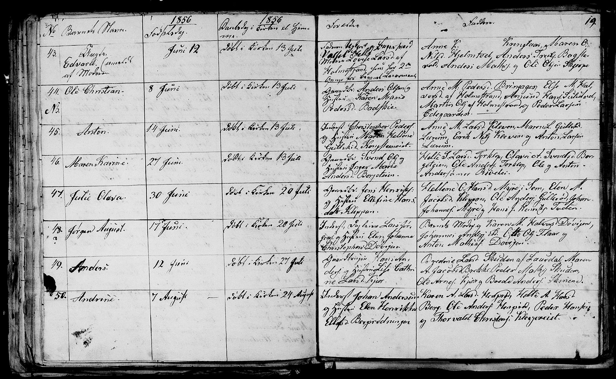 Våle kirkebøker, AV/SAKO-A-334/G/Ga/L0002: Parish register (copy) no. I 2, 1851-1863, p. 18-19