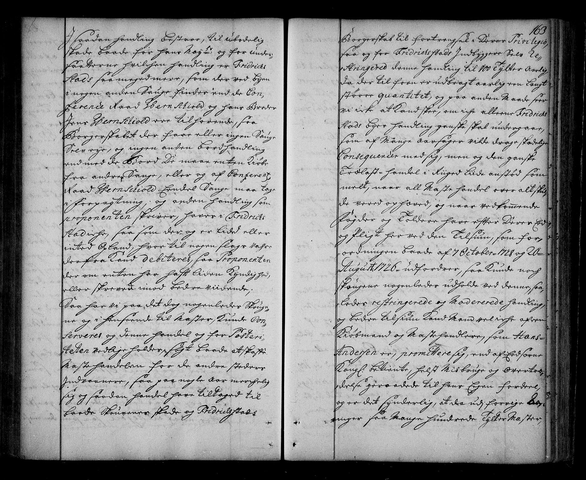 Stattholderembetet 1572-1771, AV/RA-EA-2870/Be/L0004: Korrespondanseprotokoll, 1727-1731, p. 162b-163a