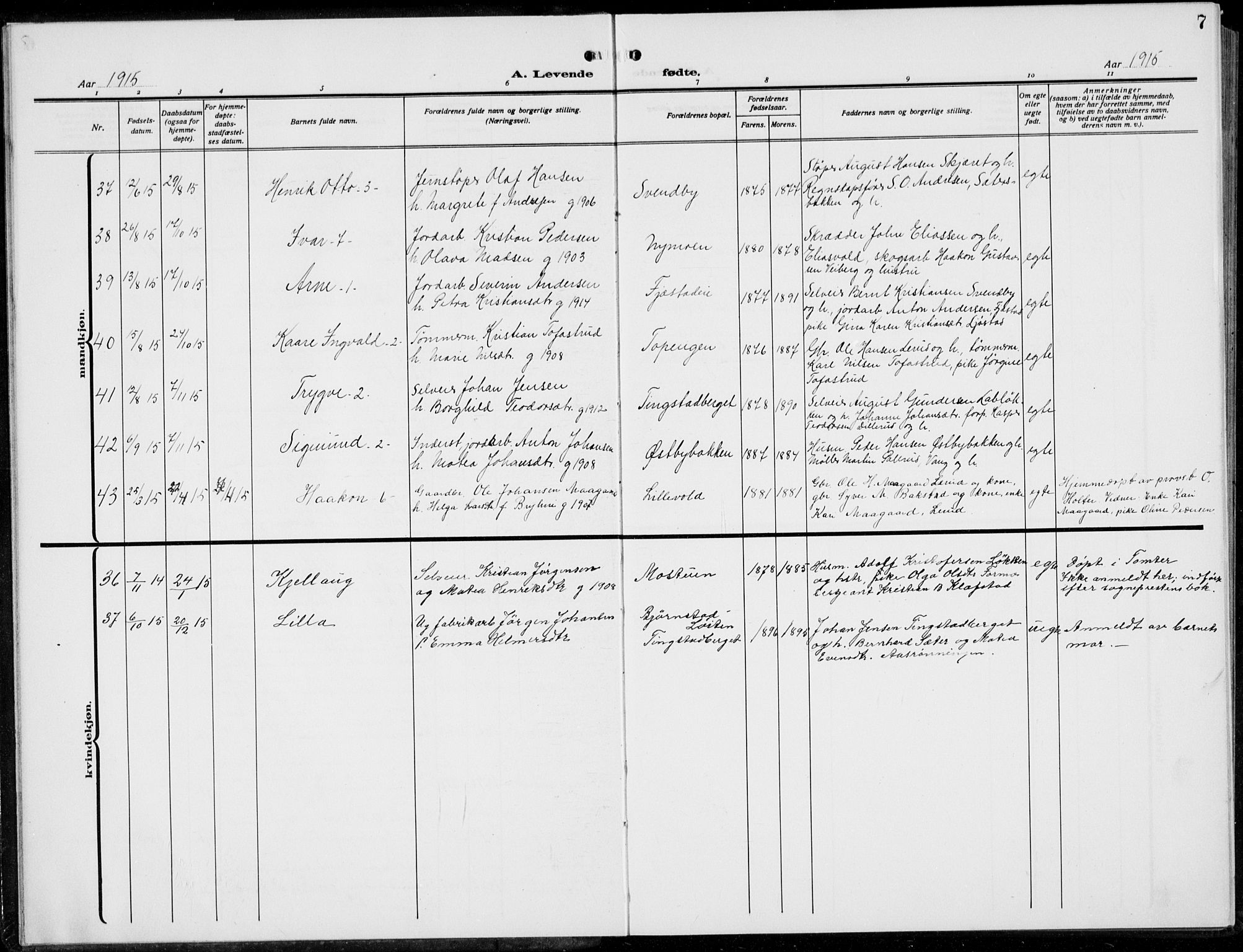 Romedal prestekontor, AV/SAH-PREST-004/L/L0014: Parish register (copy) no. 14, 1915-1939, p. 7