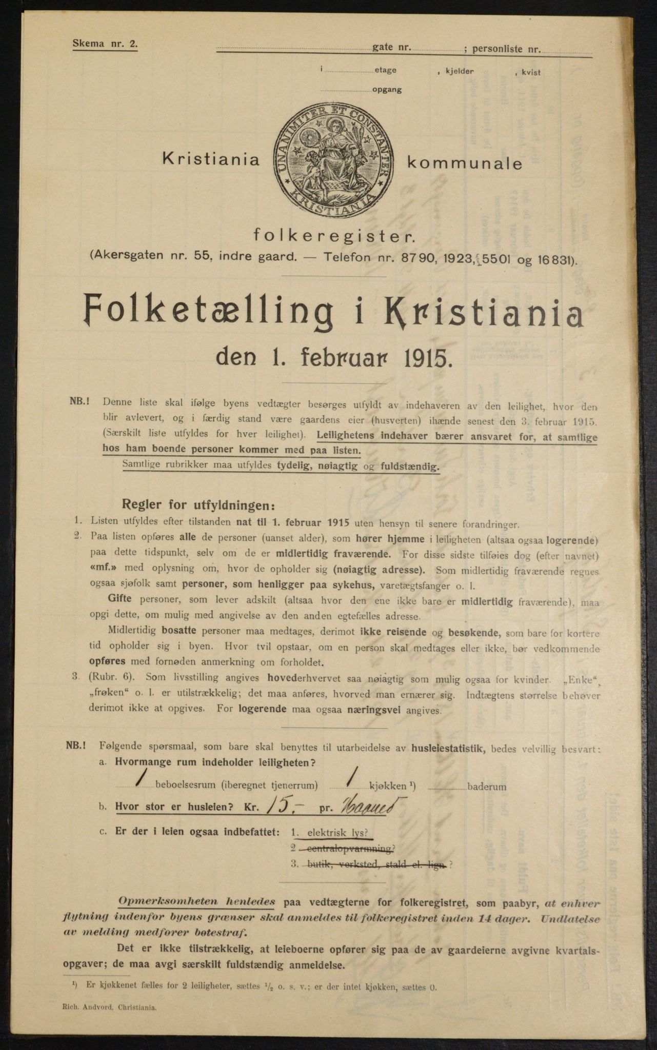 OBA, Municipal Census 1915 for Kristiania, 1915, p. 96052