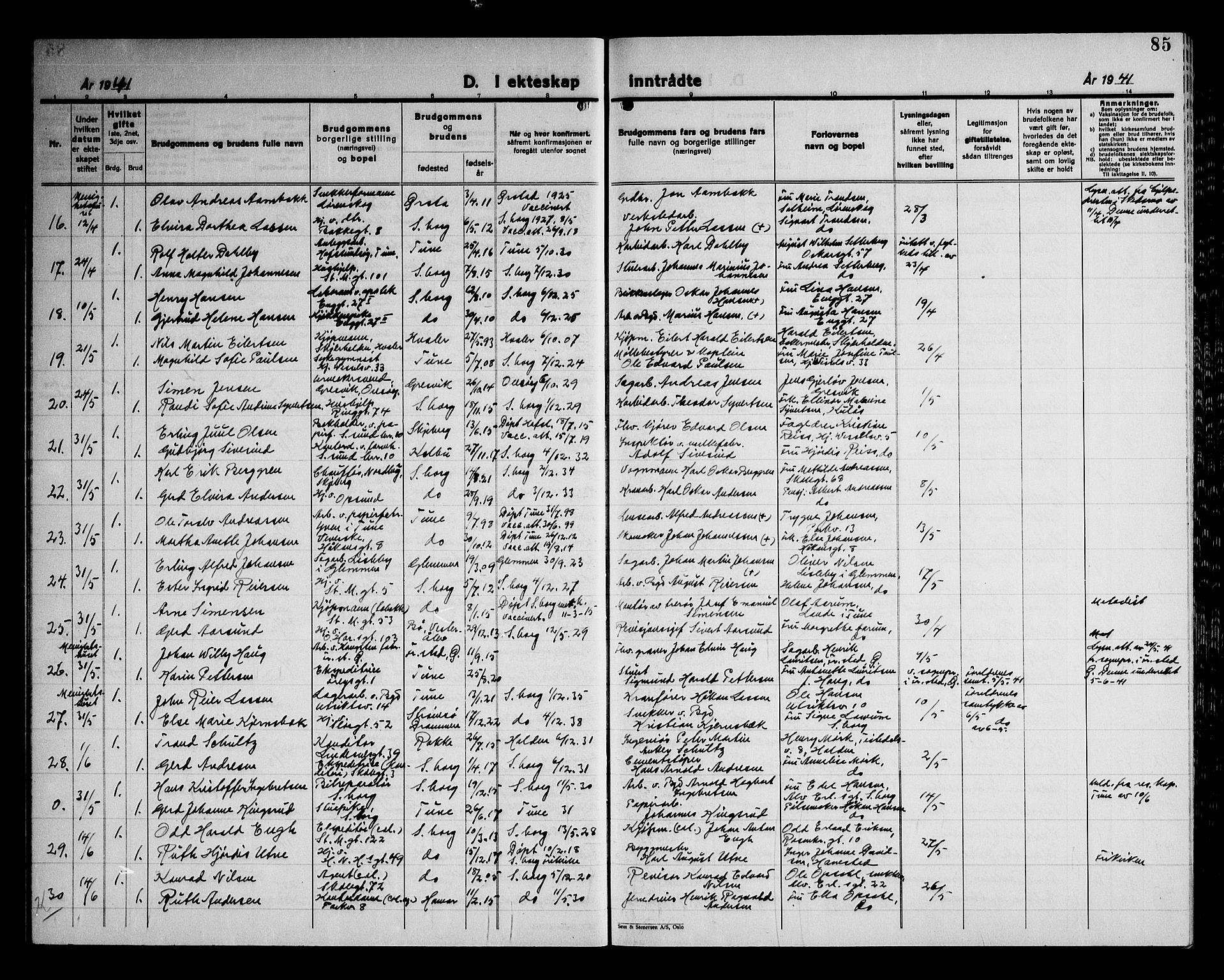 Sarpsborg prestekontor Kirkebøker, AV/SAO-A-2006/G/Ga/L0004: Parish register (copy) no. 4, 1929-1949, p. 85