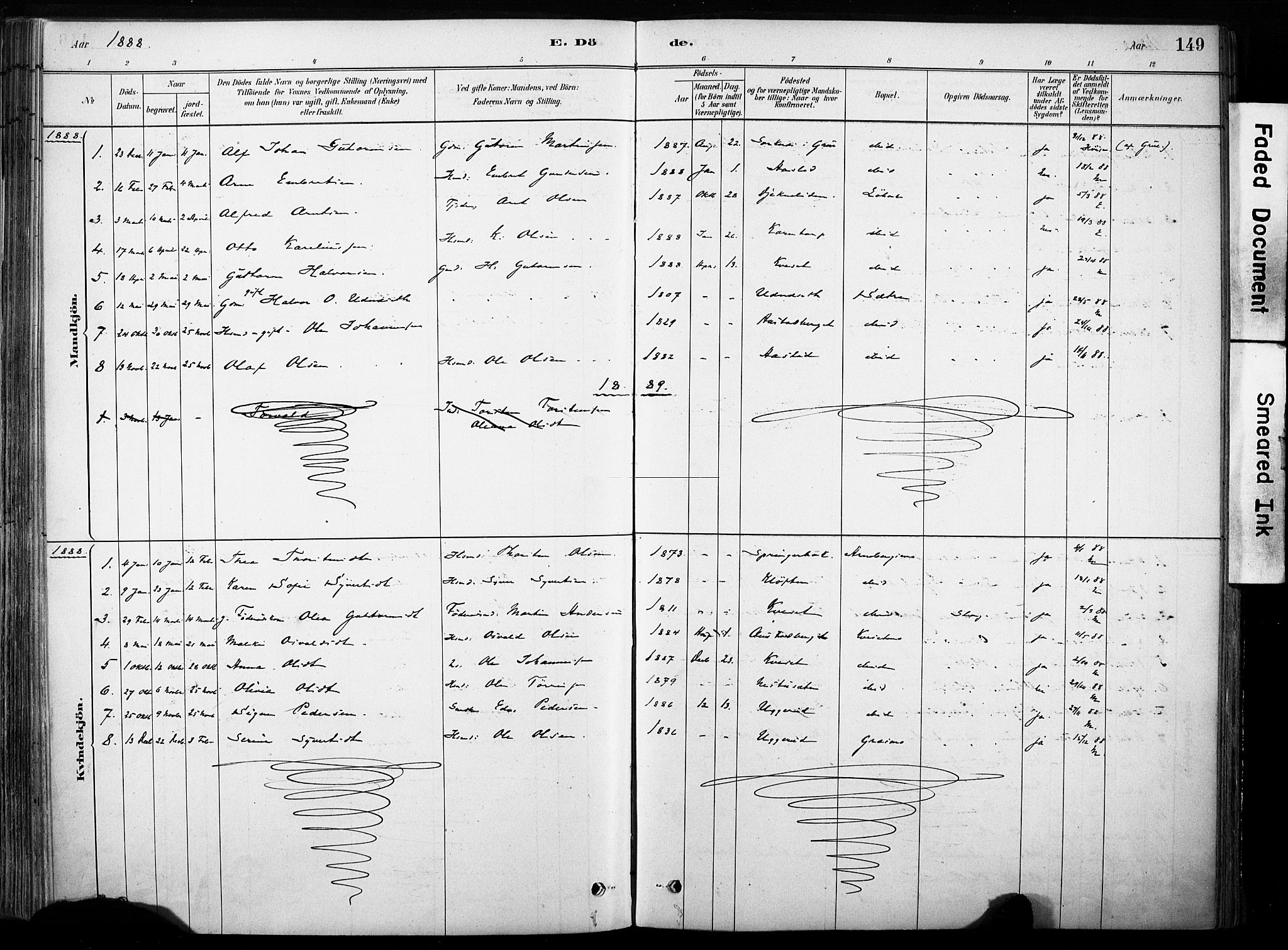 Hof prestekontor, AV/SAH-PREST-038/H/Ha/Haa/L0011: Parish register (official) no. 11, 1879-1911, p. 149