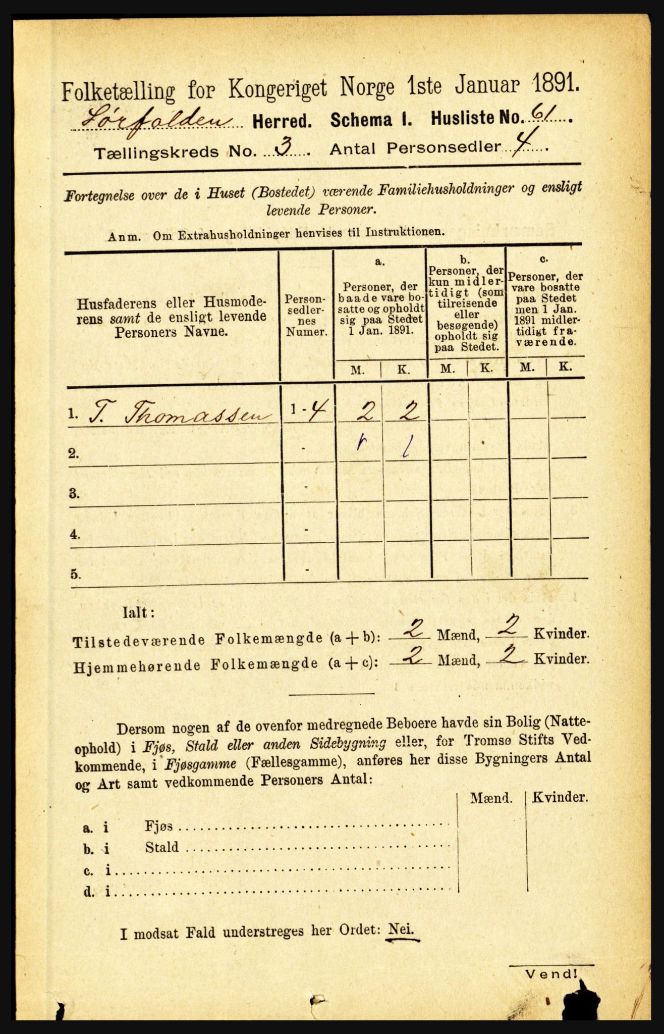 RA, 1891 census for 1845 Sørfold, 1891, p. 451