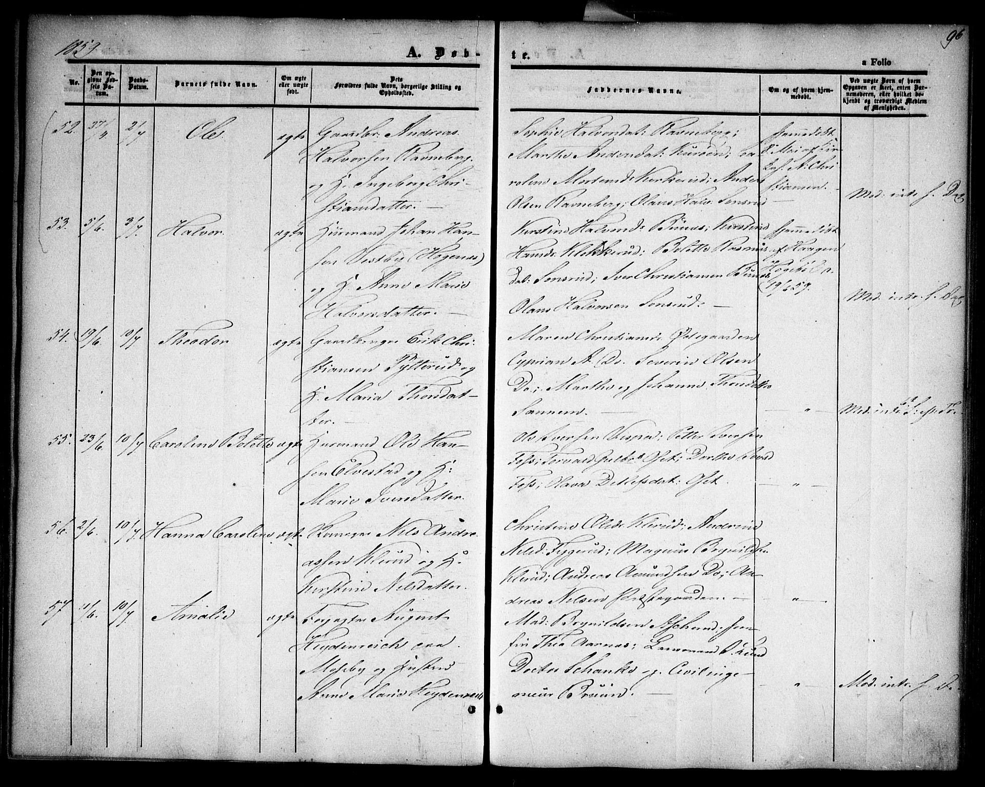 Rødenes prestekontor Kirkebøker, AV/SAO-A-2005/F/Fa/L0006: Parish register (official) no. I 6, 1850-1859, p. 96