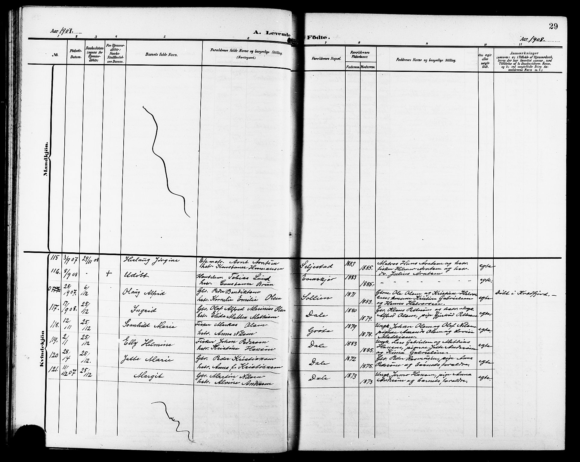 Trondenes sokneprestkontor, SATØ/S-1319/H/Hb/L0012klokker: Parish register (copy) no. 12, 1907-1916, p. 29