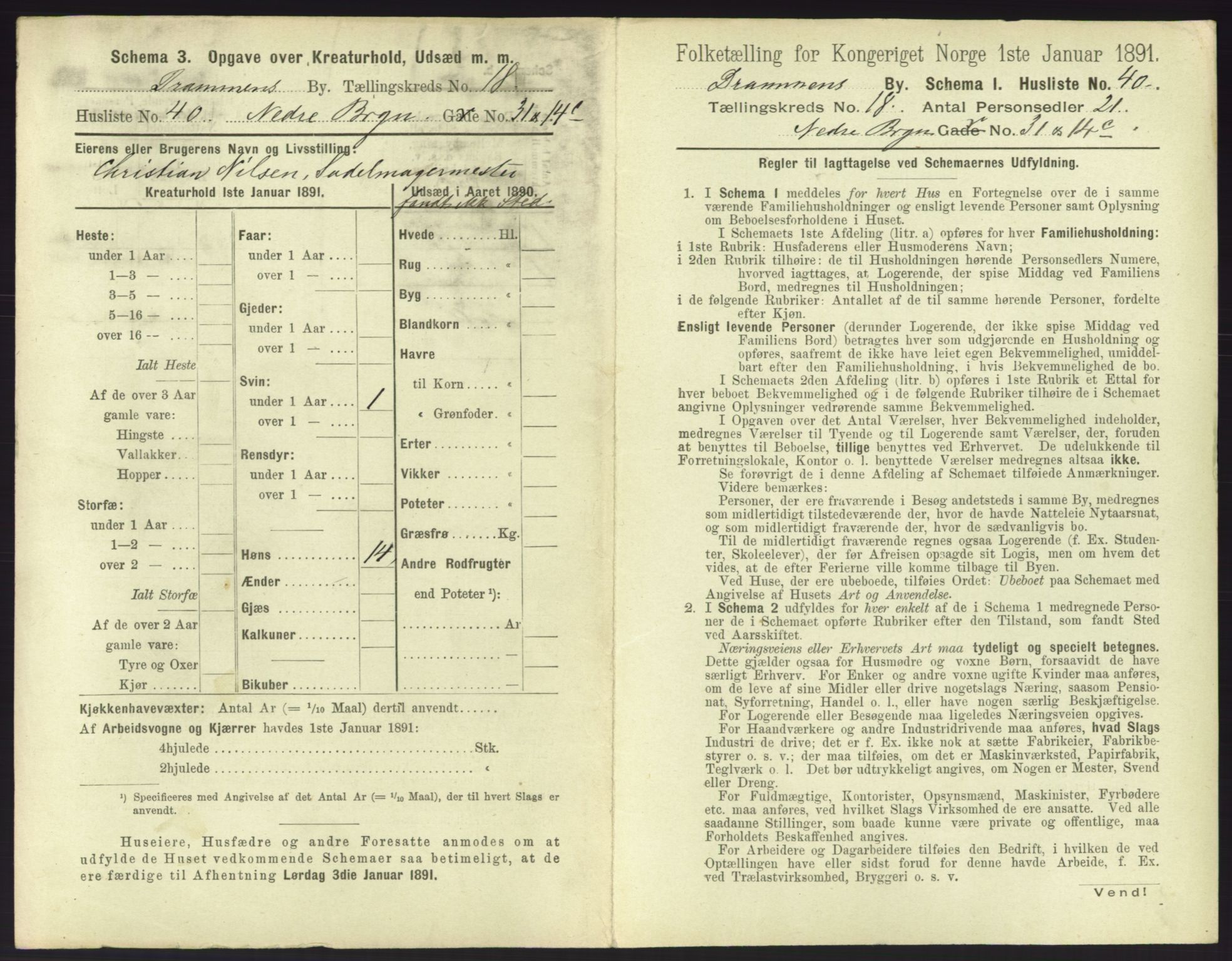 RA, 1891 census for 0602 Drammen, 1891, p. 1567