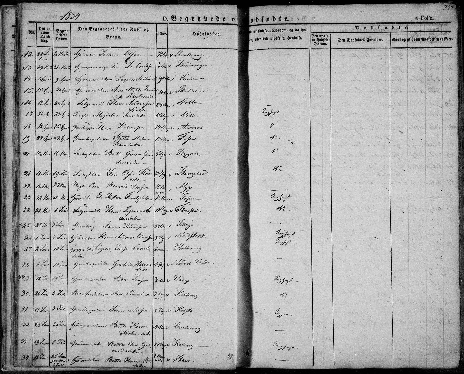 Avaldsnes sokneprestkontor, AV/SAST-A -101851/H/Ha/Haa/L0005: Parish register (official) no. A 5.2, 1825-1841, p. 327