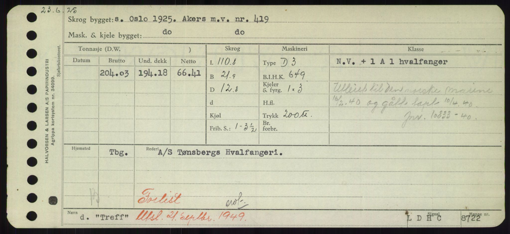 Sjøfartsdirektoratet med forløpere, Skipsmålingen, RA/S-1627/H/Hd/L0039: Fartøy, Ti-Tø, p. 541