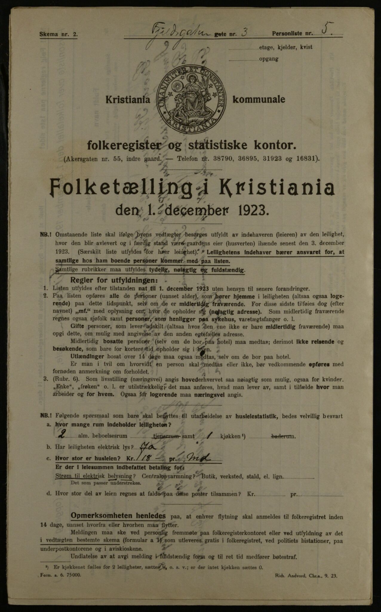 OBA, Municipal Census 1923 for Kristiania, 1923, p. 27394