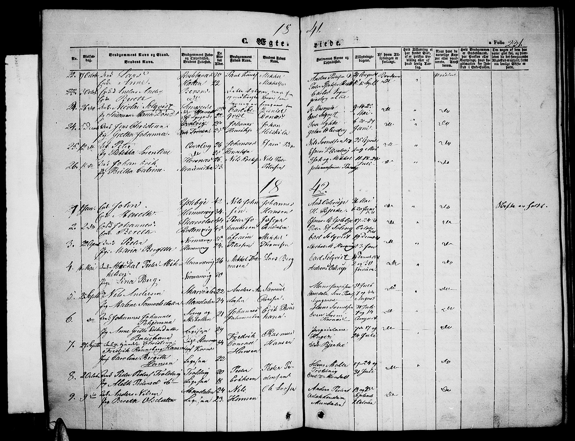 Lyngen sokneprestembete, SATØ/S-1289/H/He/Heb/L0002klokker: Parish register (copy) no. 2, 1839-1860, p. 231