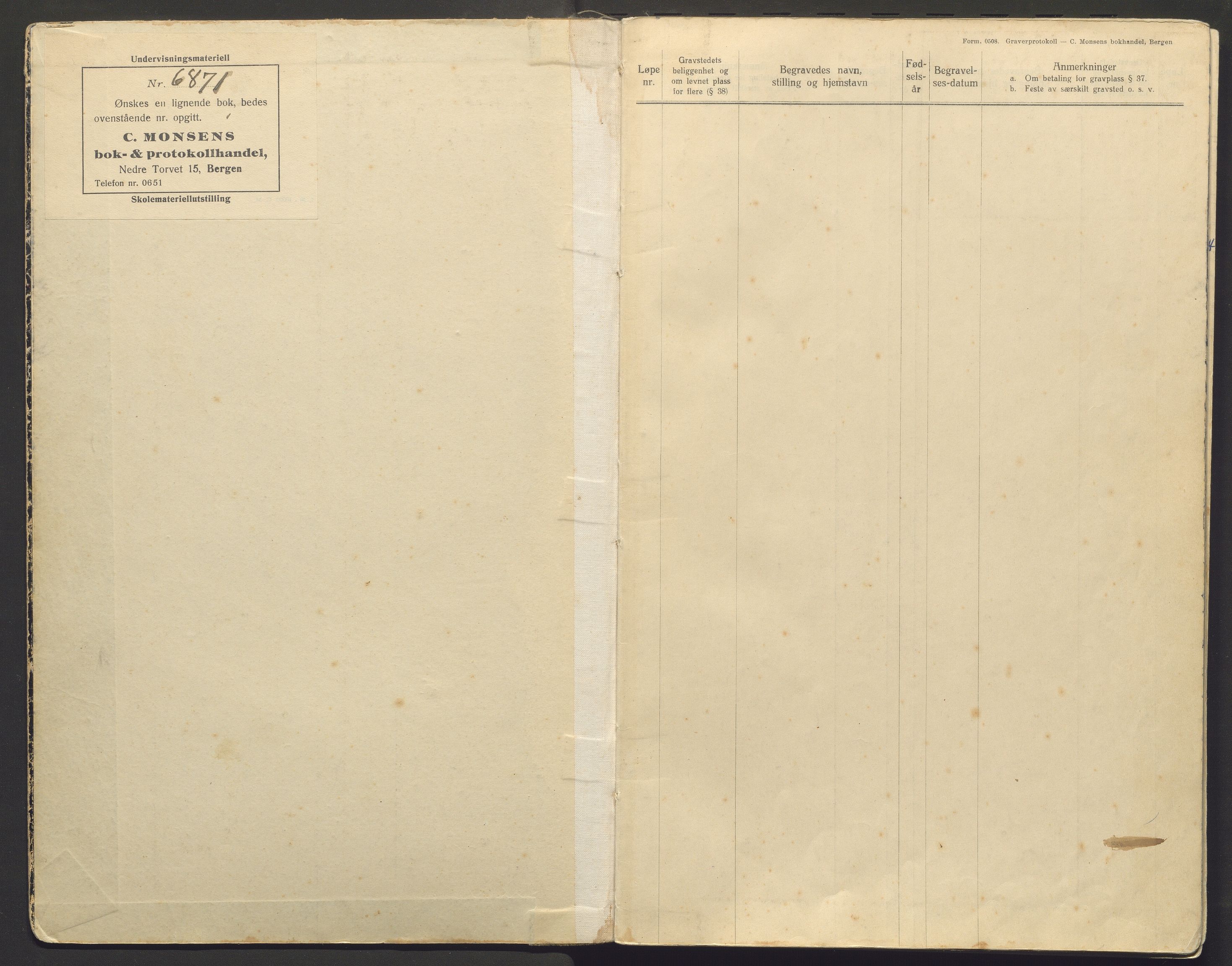 Askøy kommune. Kyrkjeverja, IKAH/1247-282/G/Ga/L0012: Gravprotokoll for Strusshamn kirkegård, 1897-1989