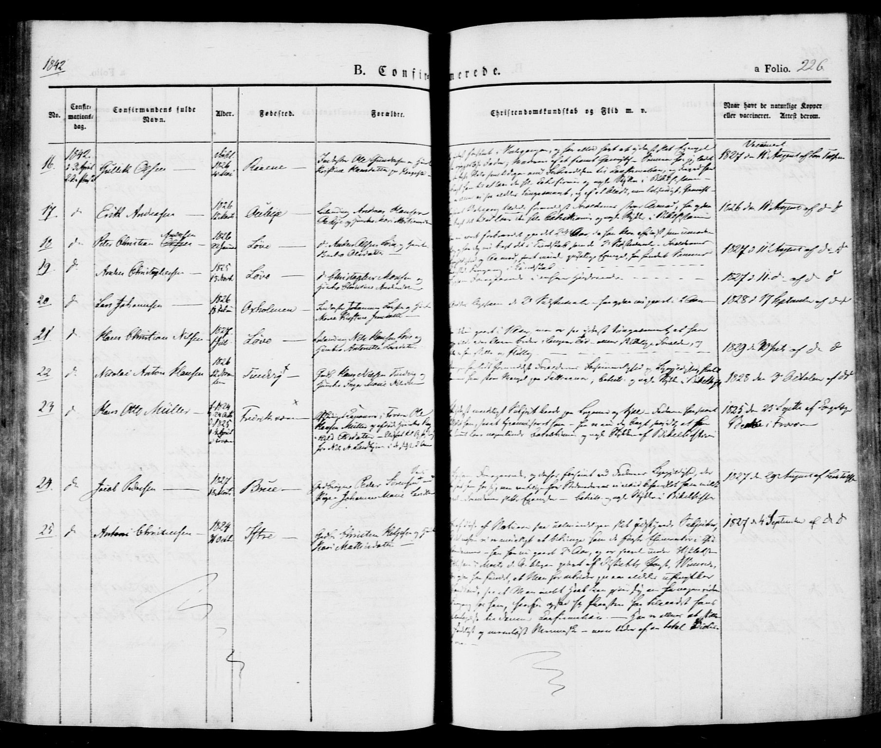 Tjølling kirkebøker, AV/SAKO-A-60/F/Fa/L0006: Parish register (official) no. 6, 1835-1859, p. 226