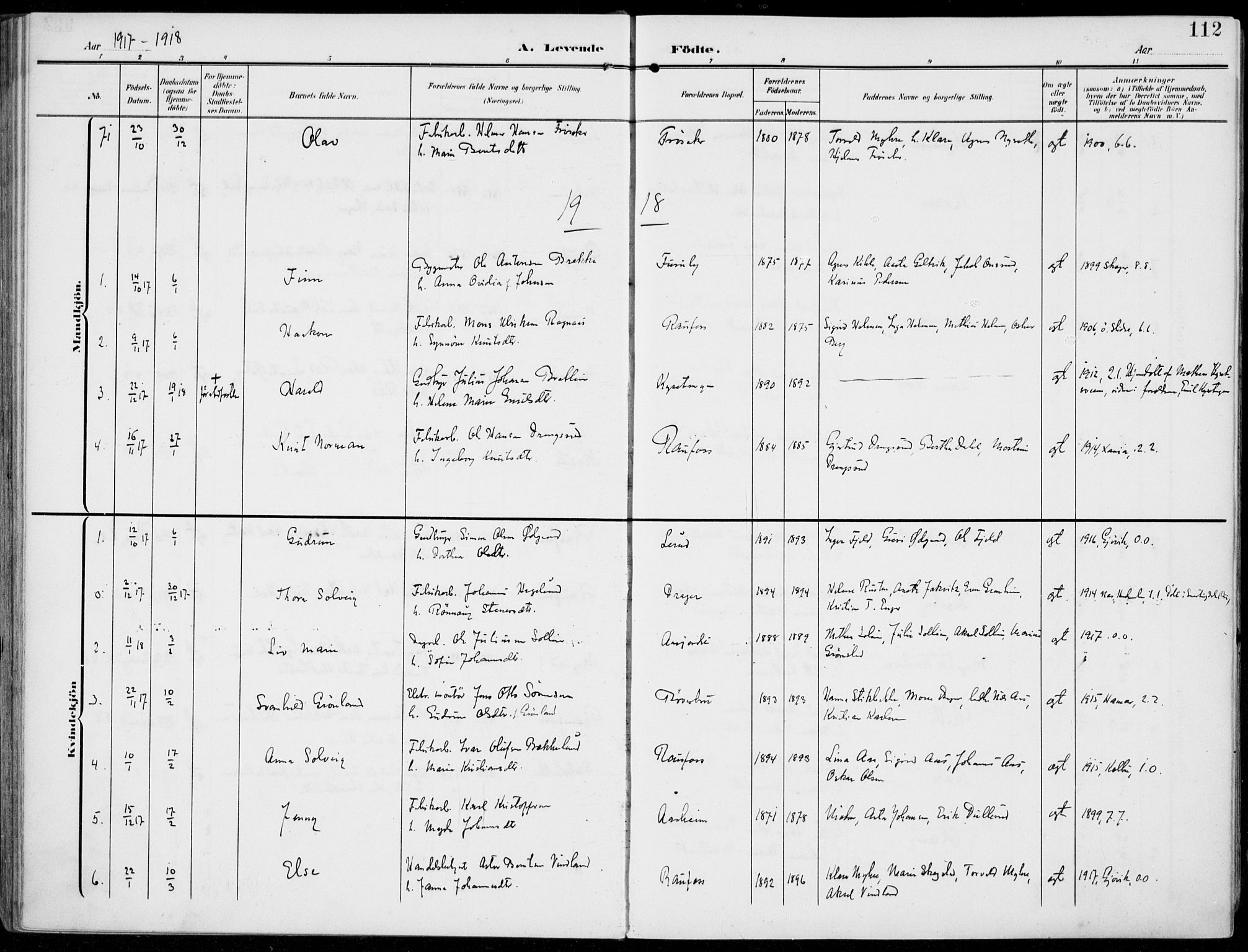 Vestre Toten prestekontor, SAH/PREST-108/H/Ha/Haa/L0014: Parish register (official) no. 14, 1907-1920, p. 112