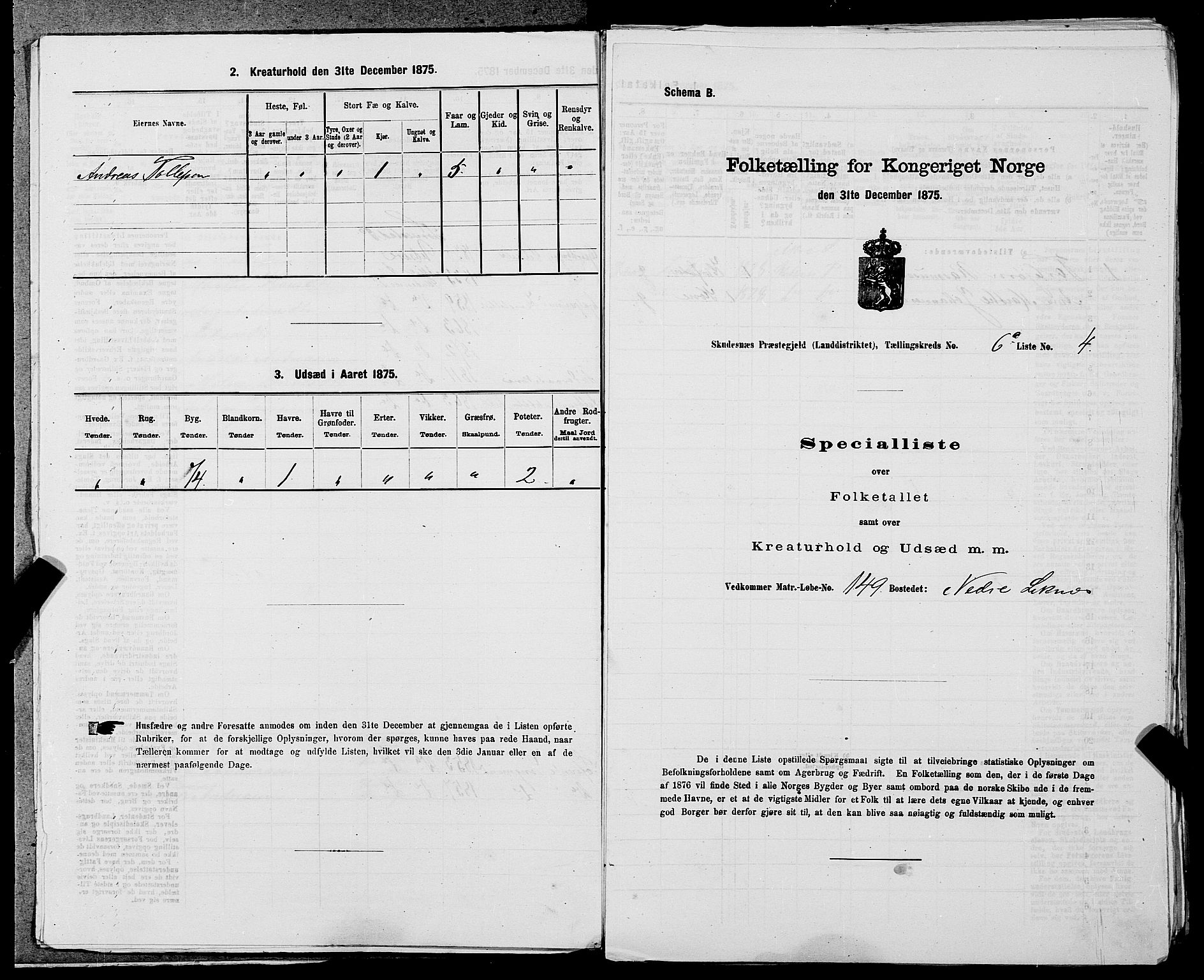 SAST, 1875 census for 1150L Skudenes/Falnes, Åkra og Ferkingstad, 1875, p. 715