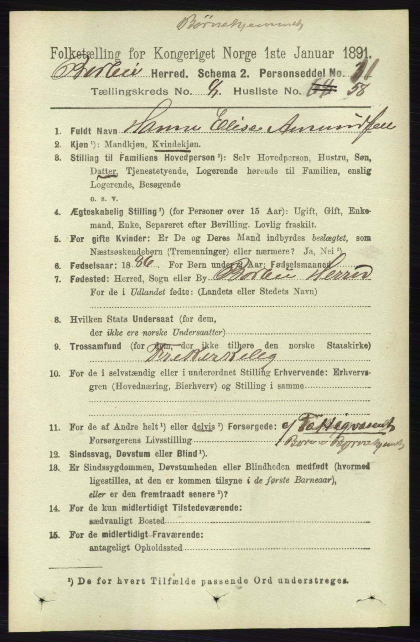 RA, 1891 census for 0990 Barbu, 1891, p. 6366