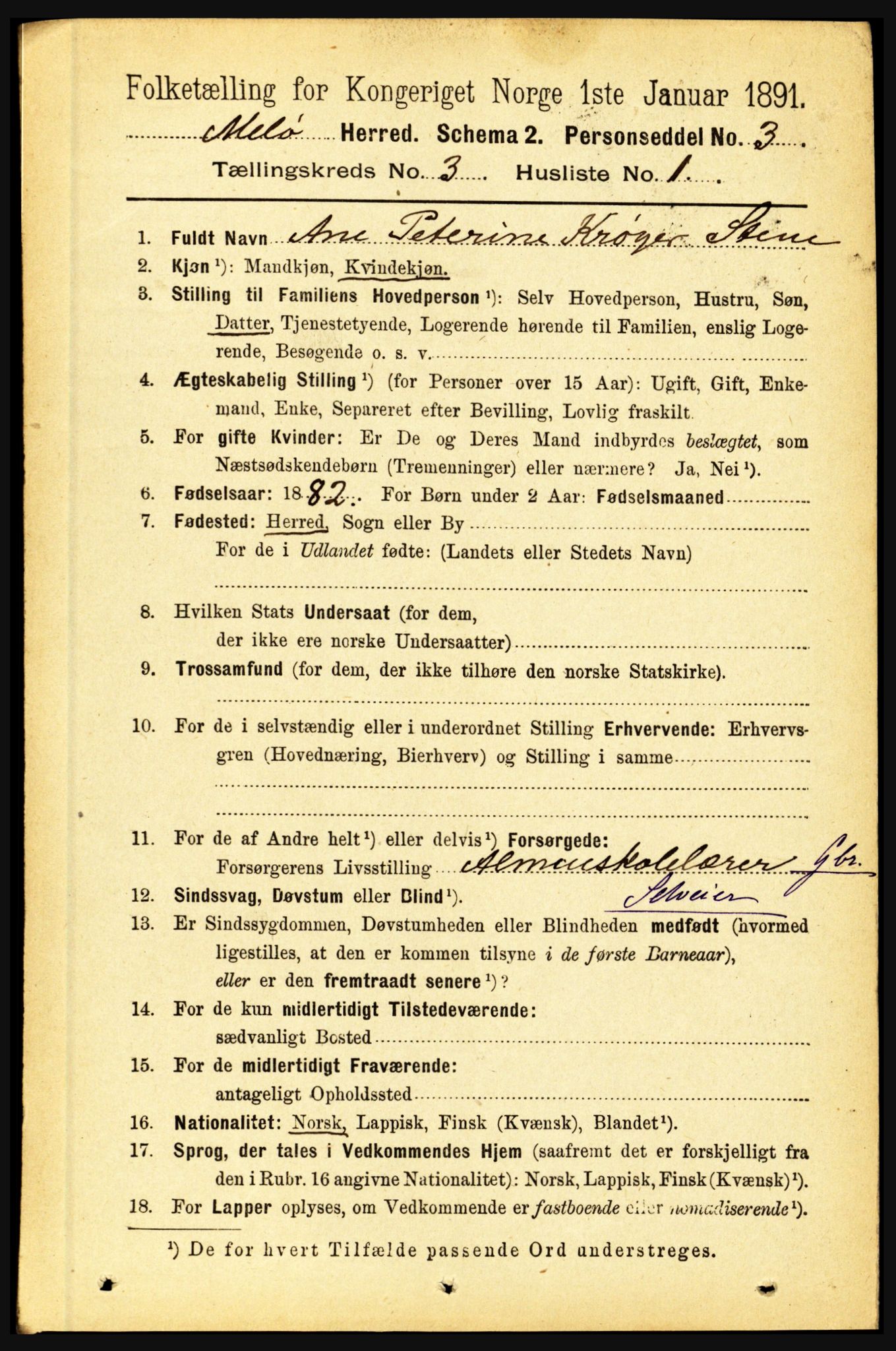 RA, 1891 census for 1837 Meløy, 1891, p. 927