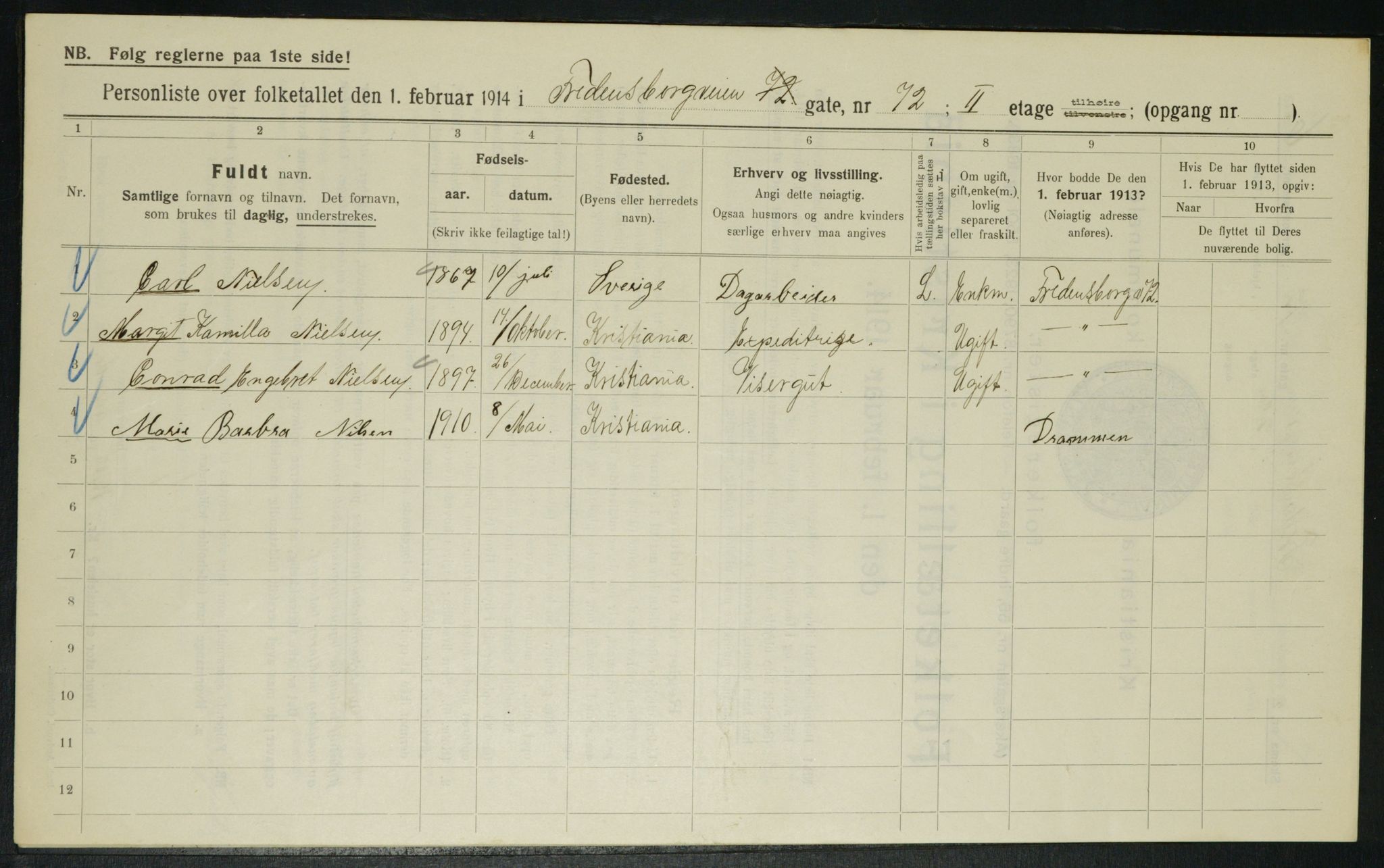 OBA, Municipal Census 1914 for Kristiania, 1914, p. 26666